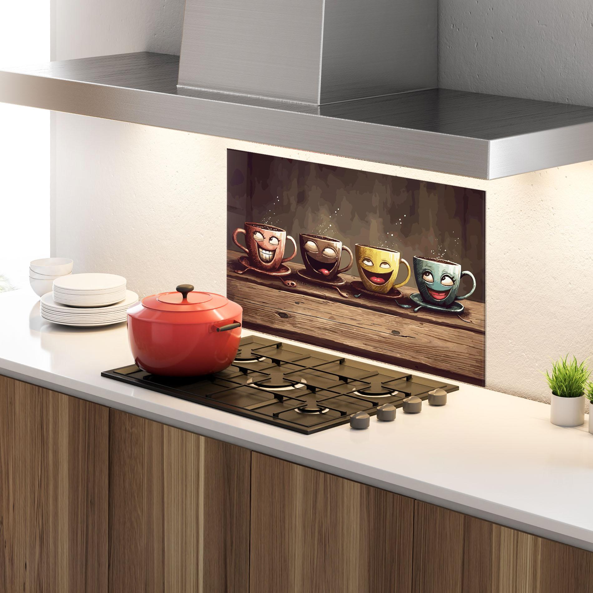 Стъклен панел за кухня Coffee Faces mockup 4