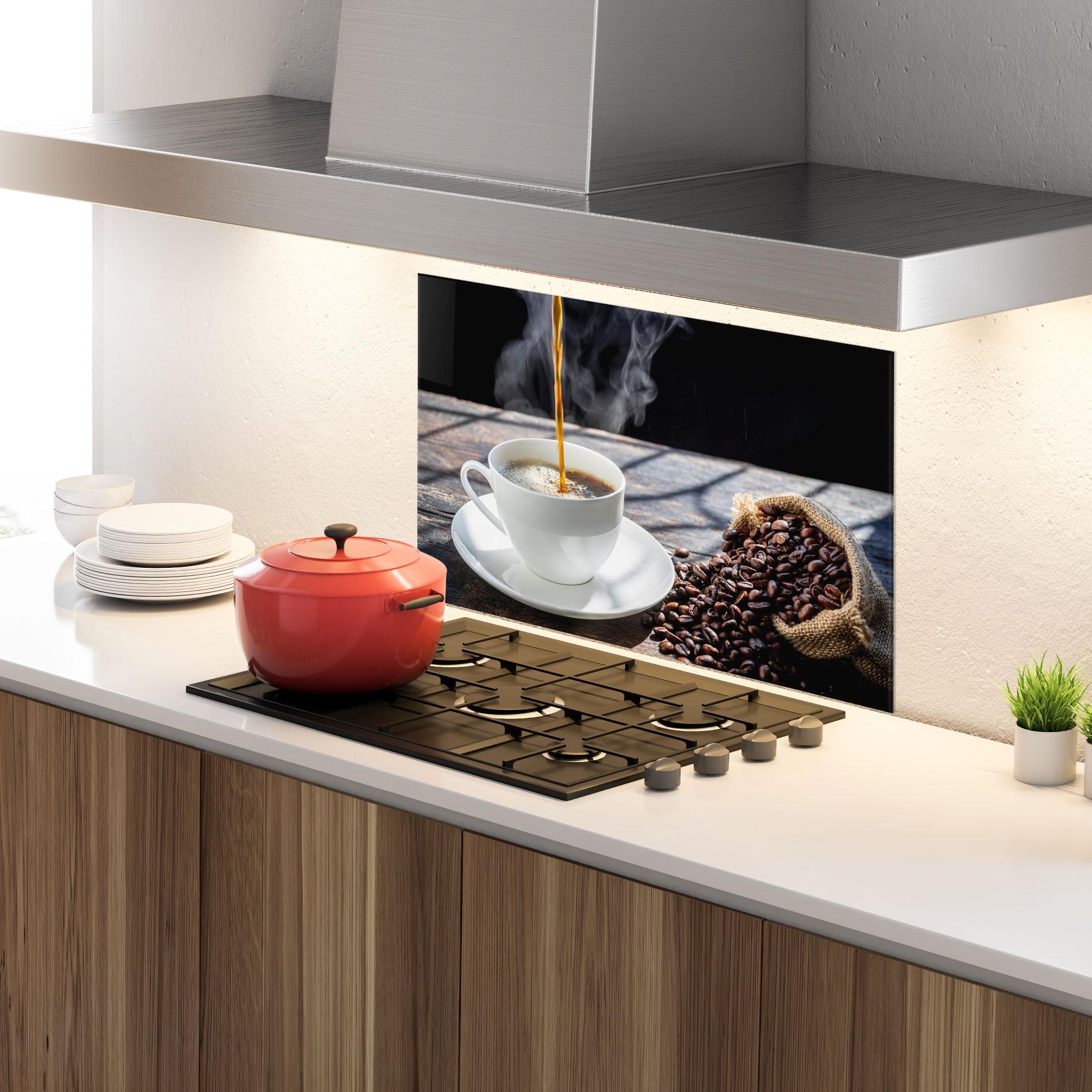 Стъклен панел за кухня Pouring Coffee mockup 4
