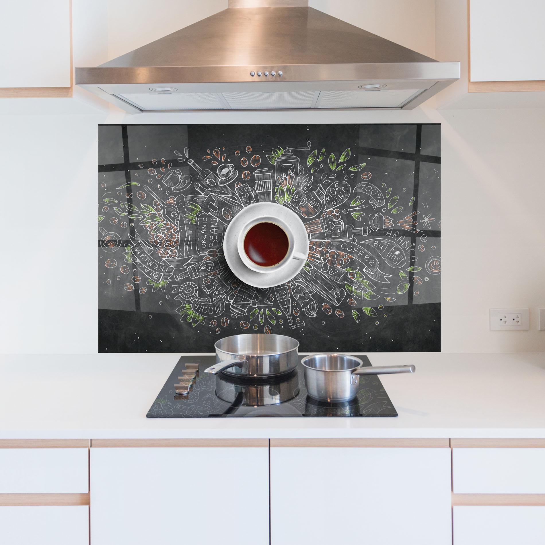Стъклен панел за кухня Black Board Coffee mockup 5