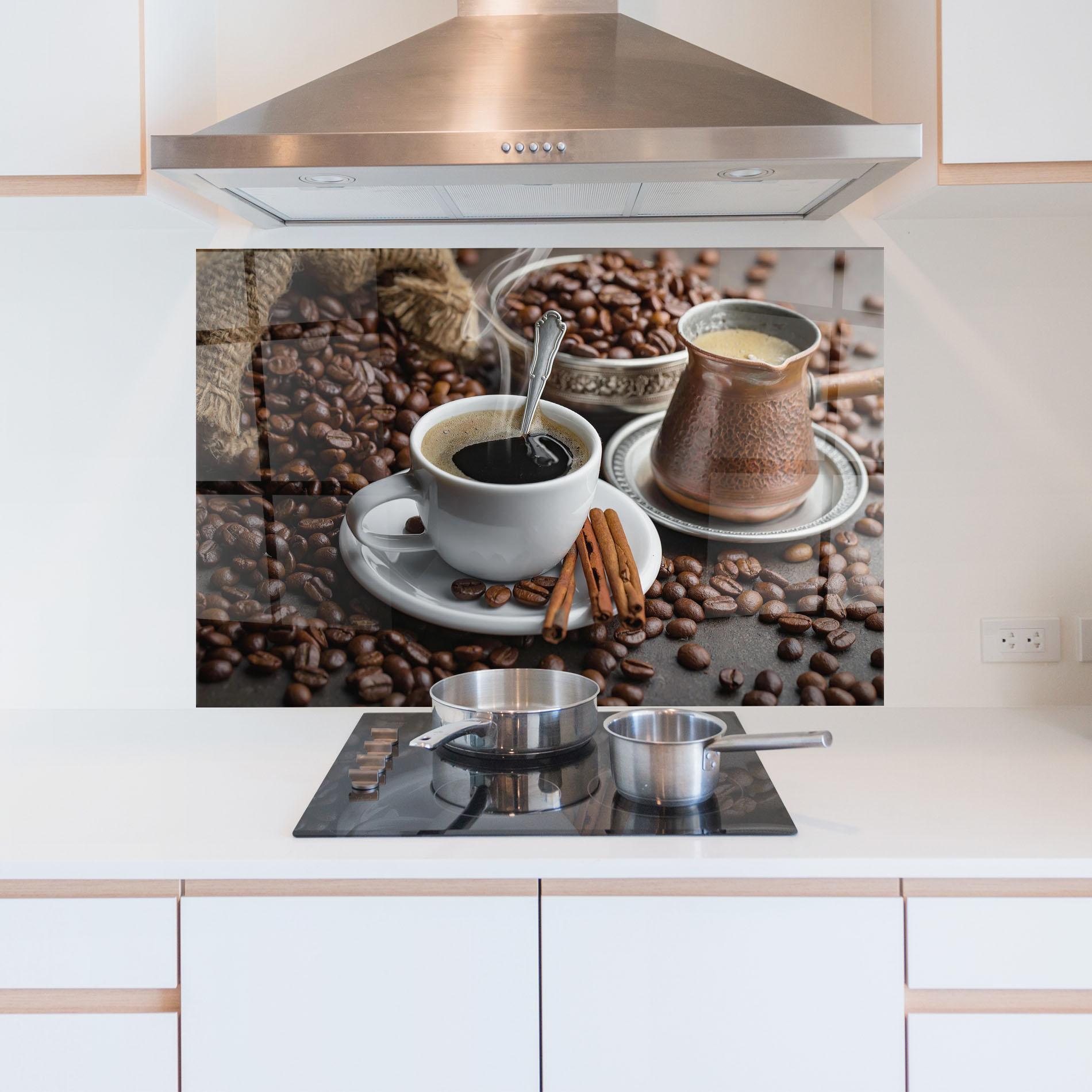Стъклен панел за кухня Black Coffee Beans mockup 5