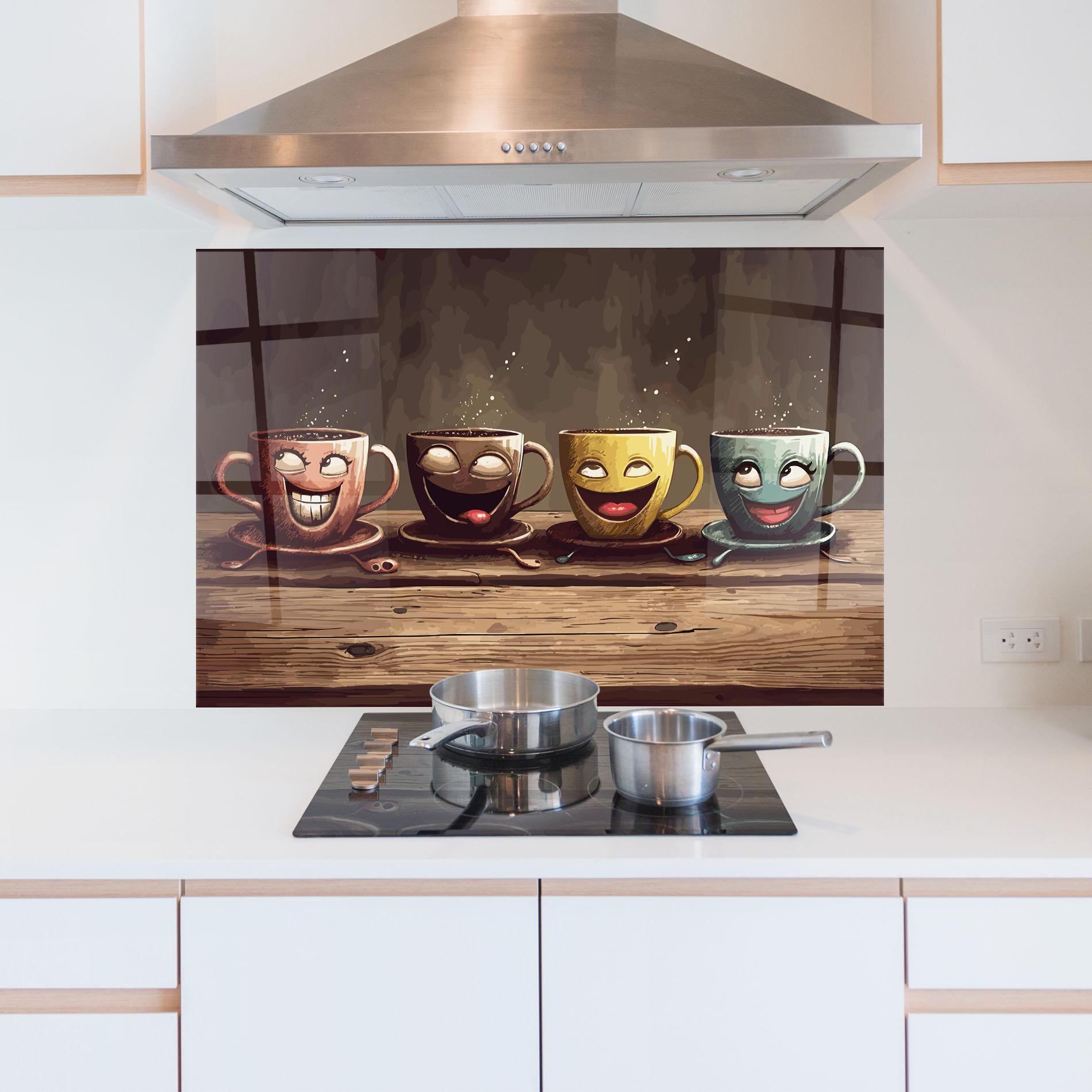 Стъклен панел за кухня Coffee Faces mockup 5
