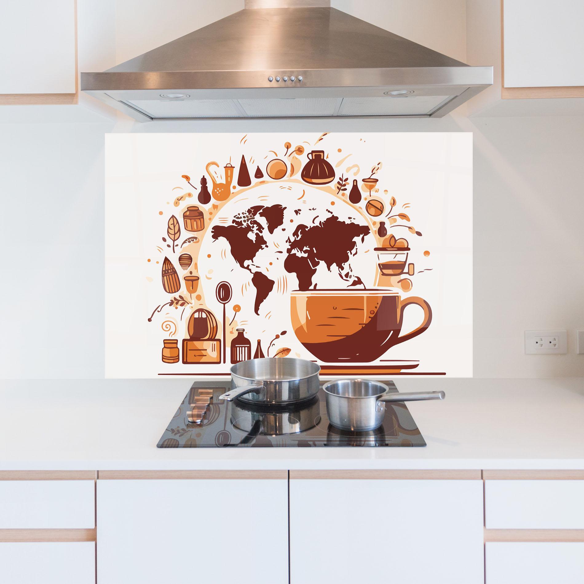 Стъклен панел за кухня Coffee Map mockup 5