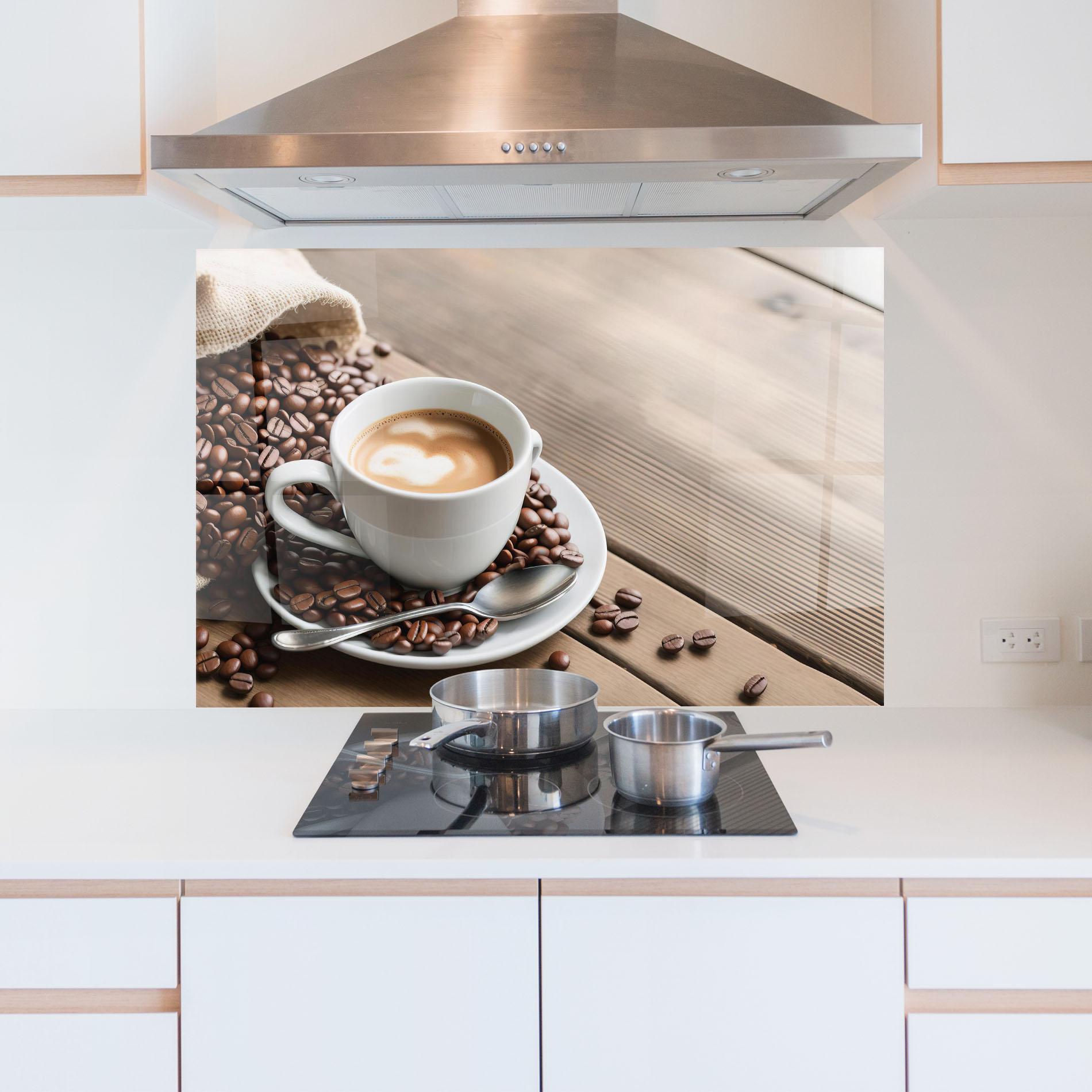 Стъклен панел за кухня Coffee On Table mockup 5