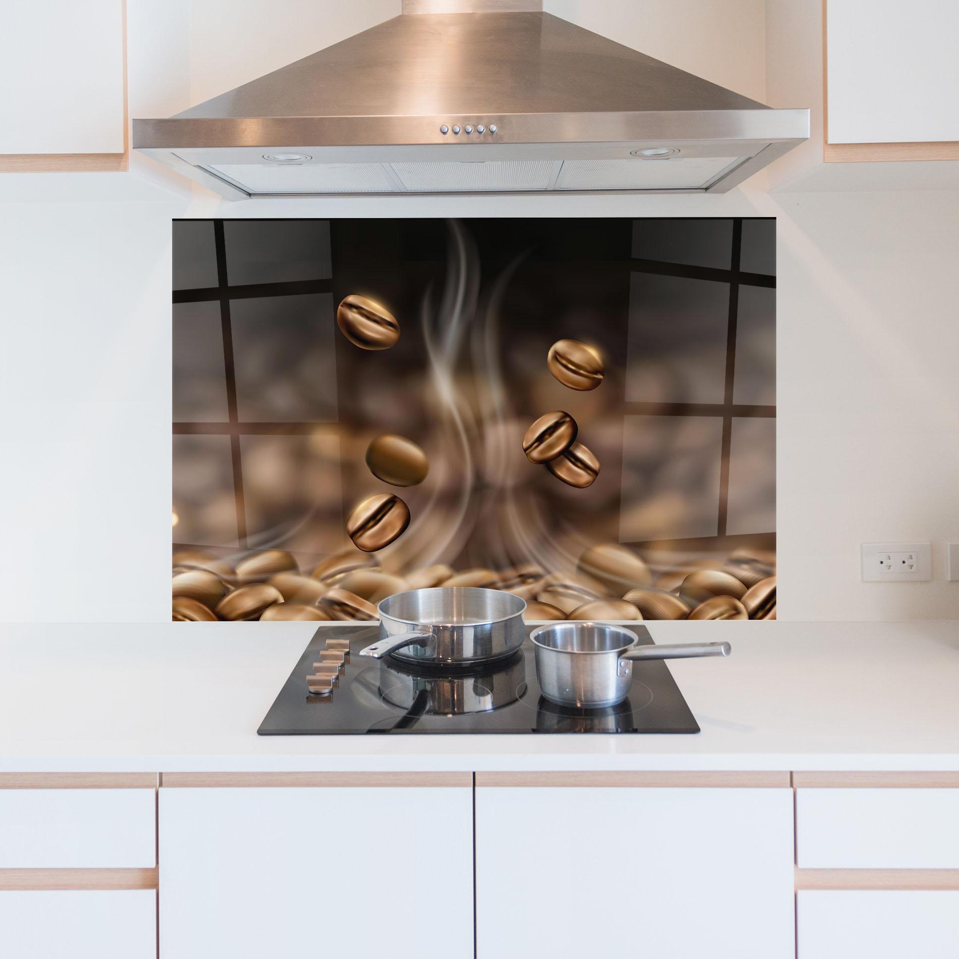 Стъклен панел за кухня Coffee Smoke mockup 5