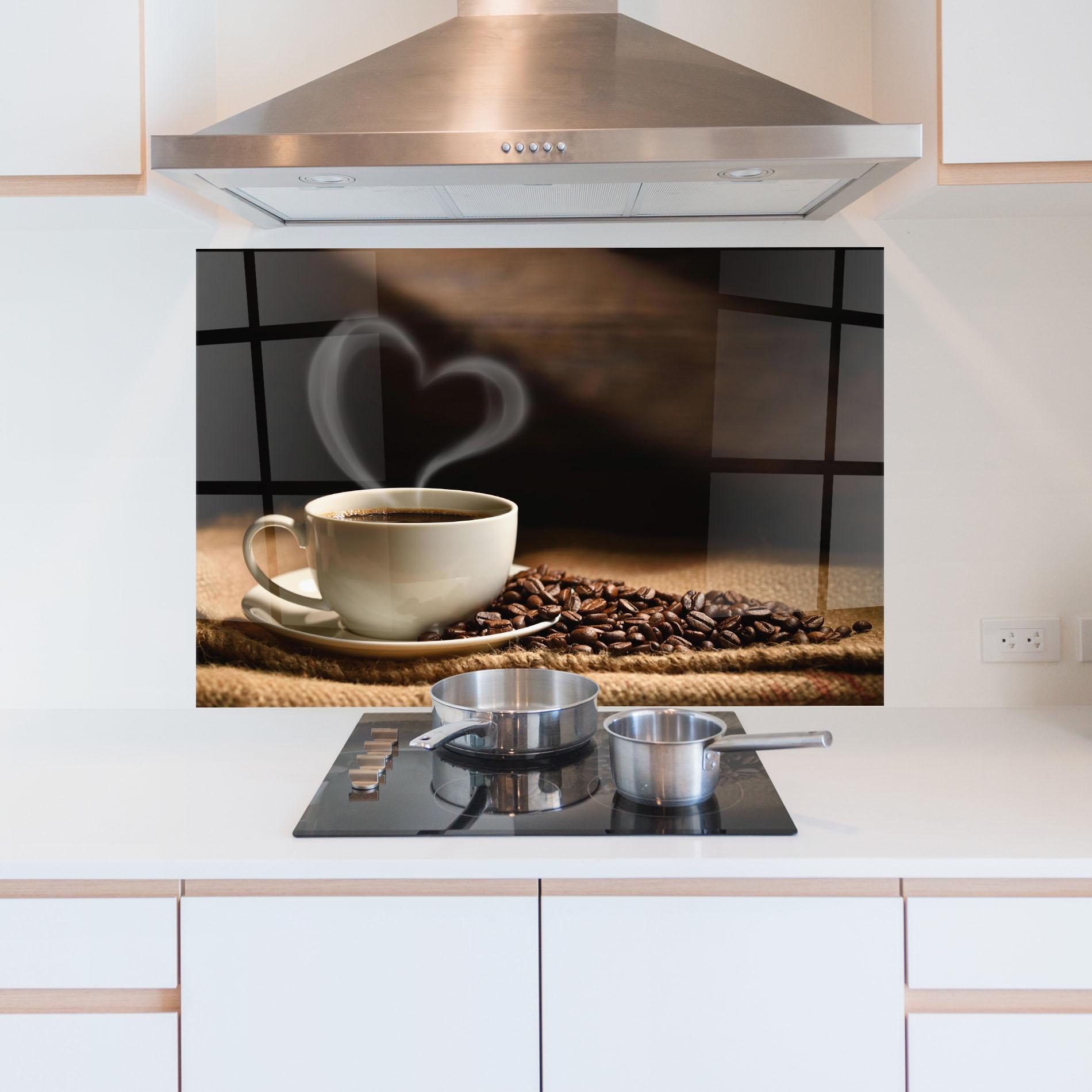 Стъклен панел за кухня Heart Coffee Smoke mockup 5