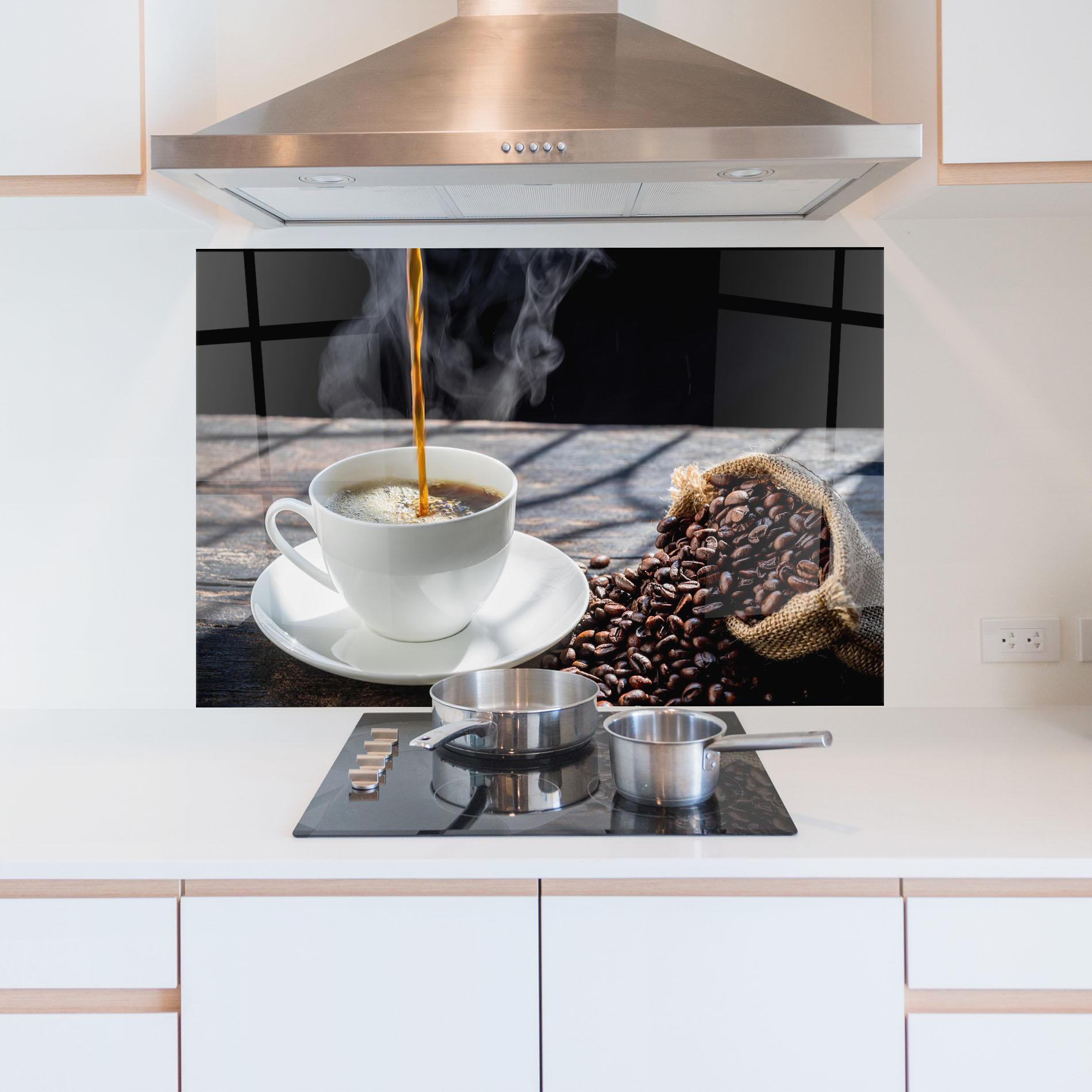 Стъклен панел за кухня Pouring Coffee mockup 5