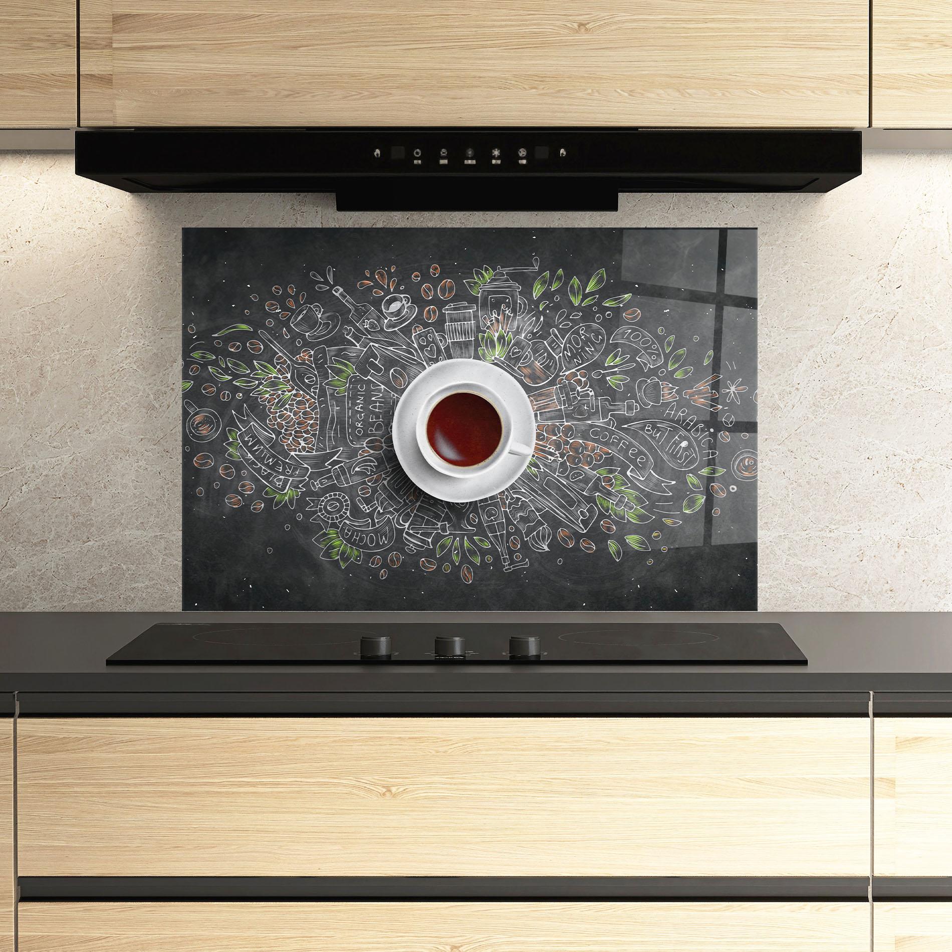 Стъклен панел за кухня Black Board Coffee mockup 3