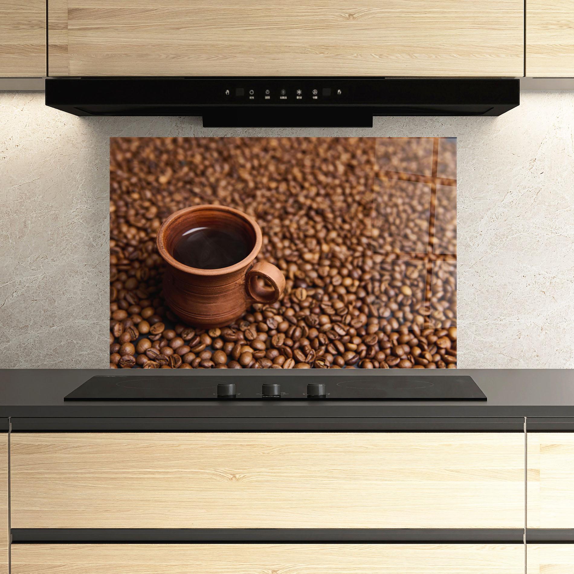 Стъклен панел за кухня Clay Coffee Cup mockup 3