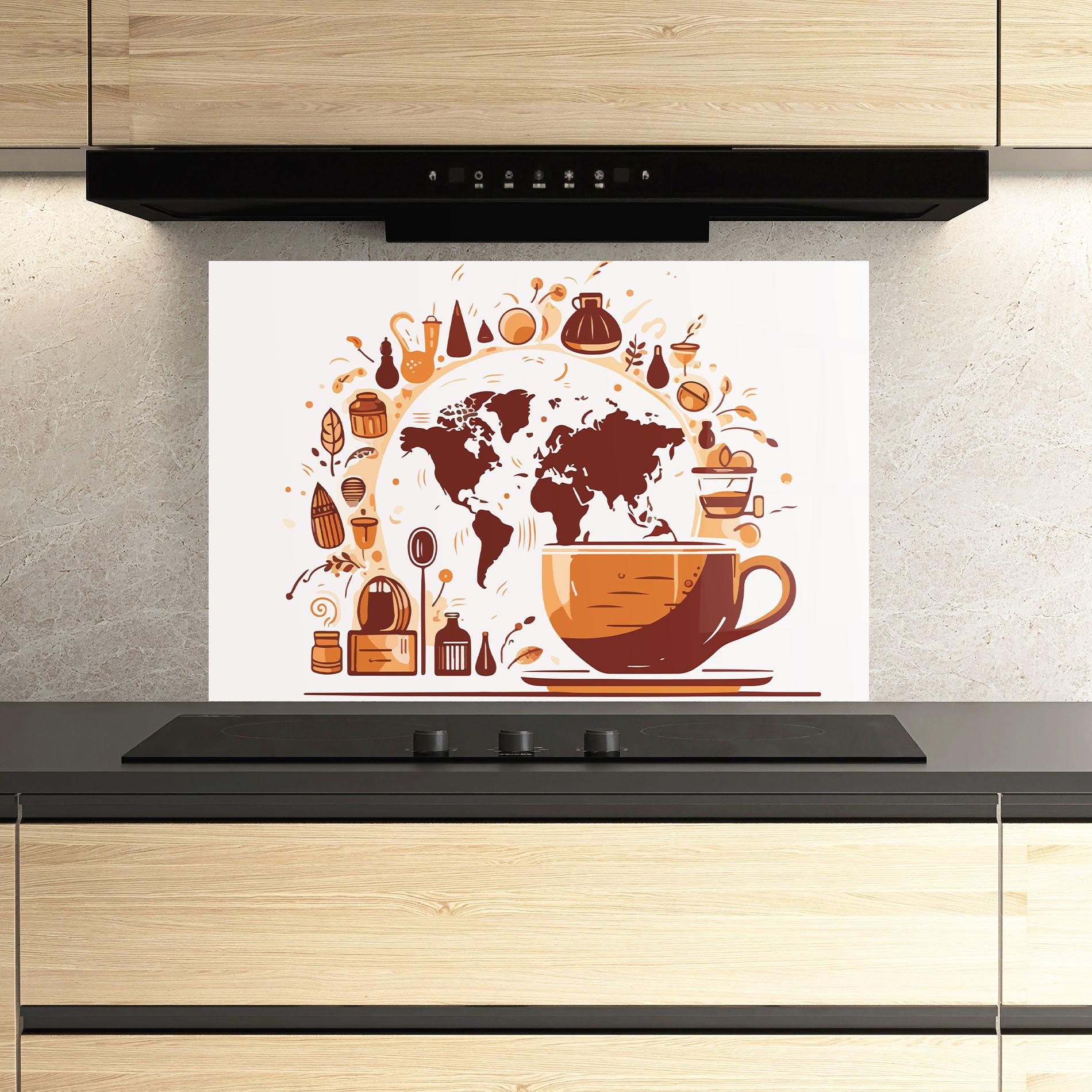 Стъклен панел за кухня Coffee Map mockup 3