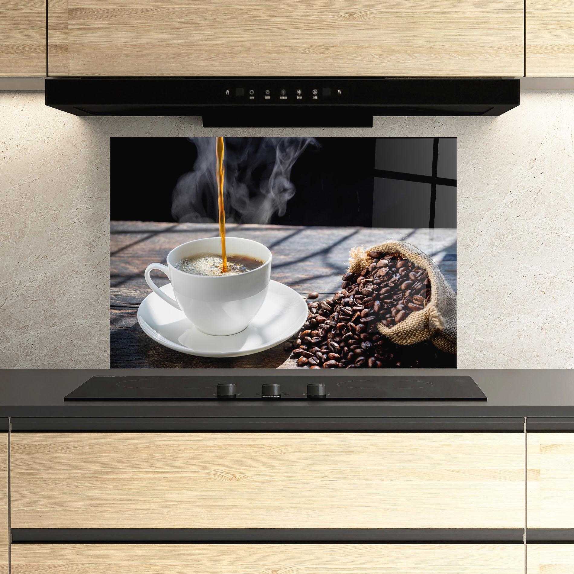 Стъклен панел за кухня Pouring Coffee mockup 3