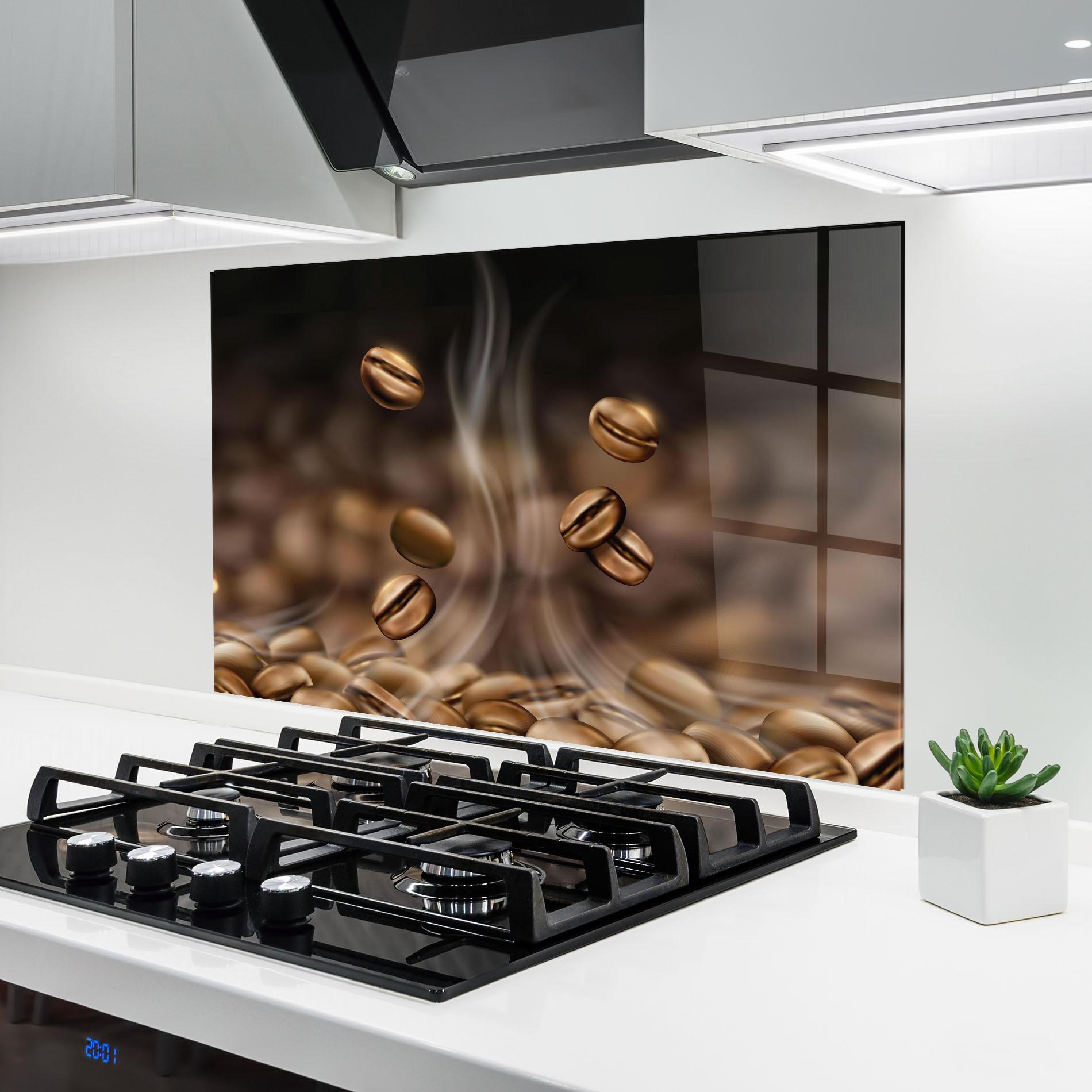Стъклен панел за кухня Coffee Smoke mockup 6