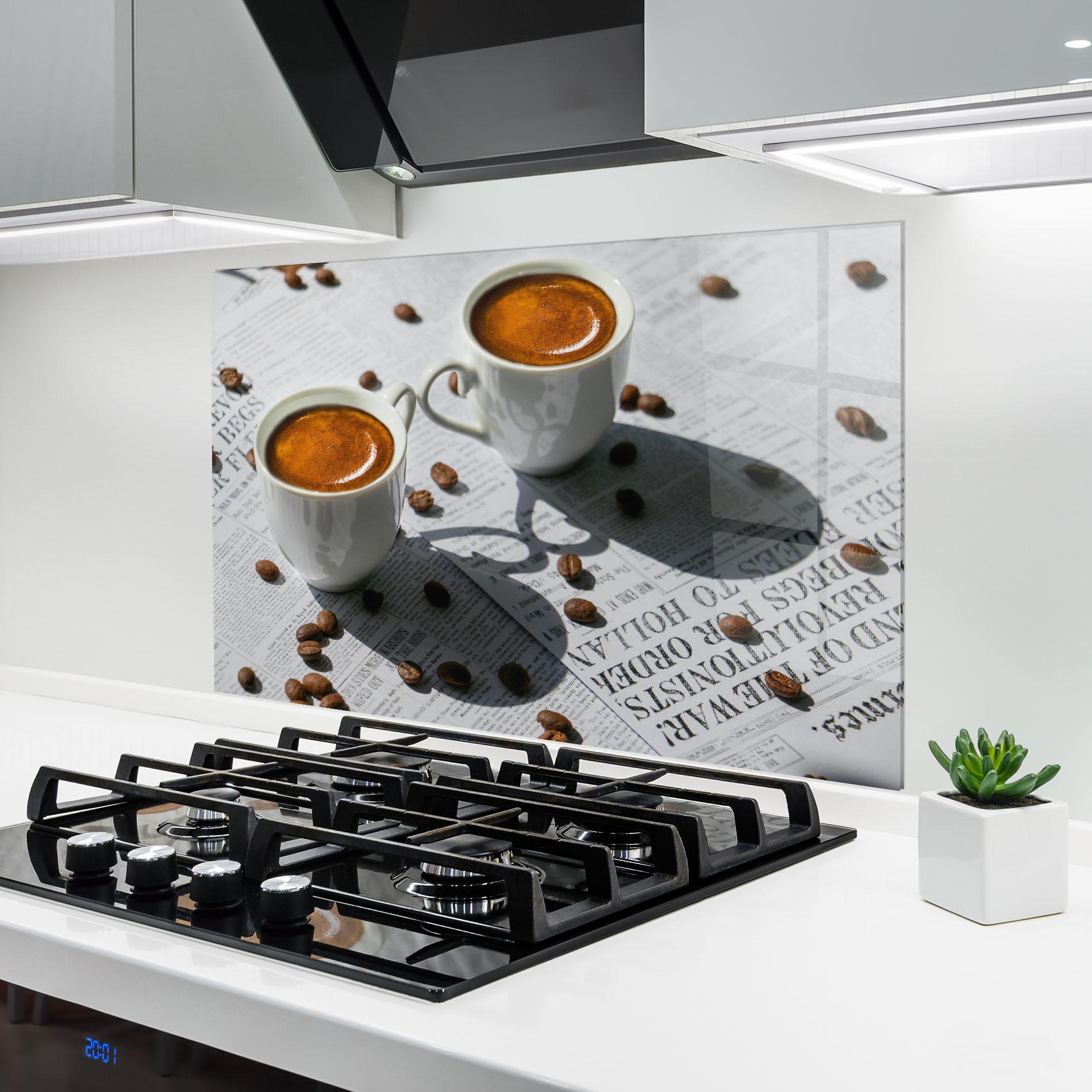 Стъклен панел за кухня Newspaper Coffee mockup 6
