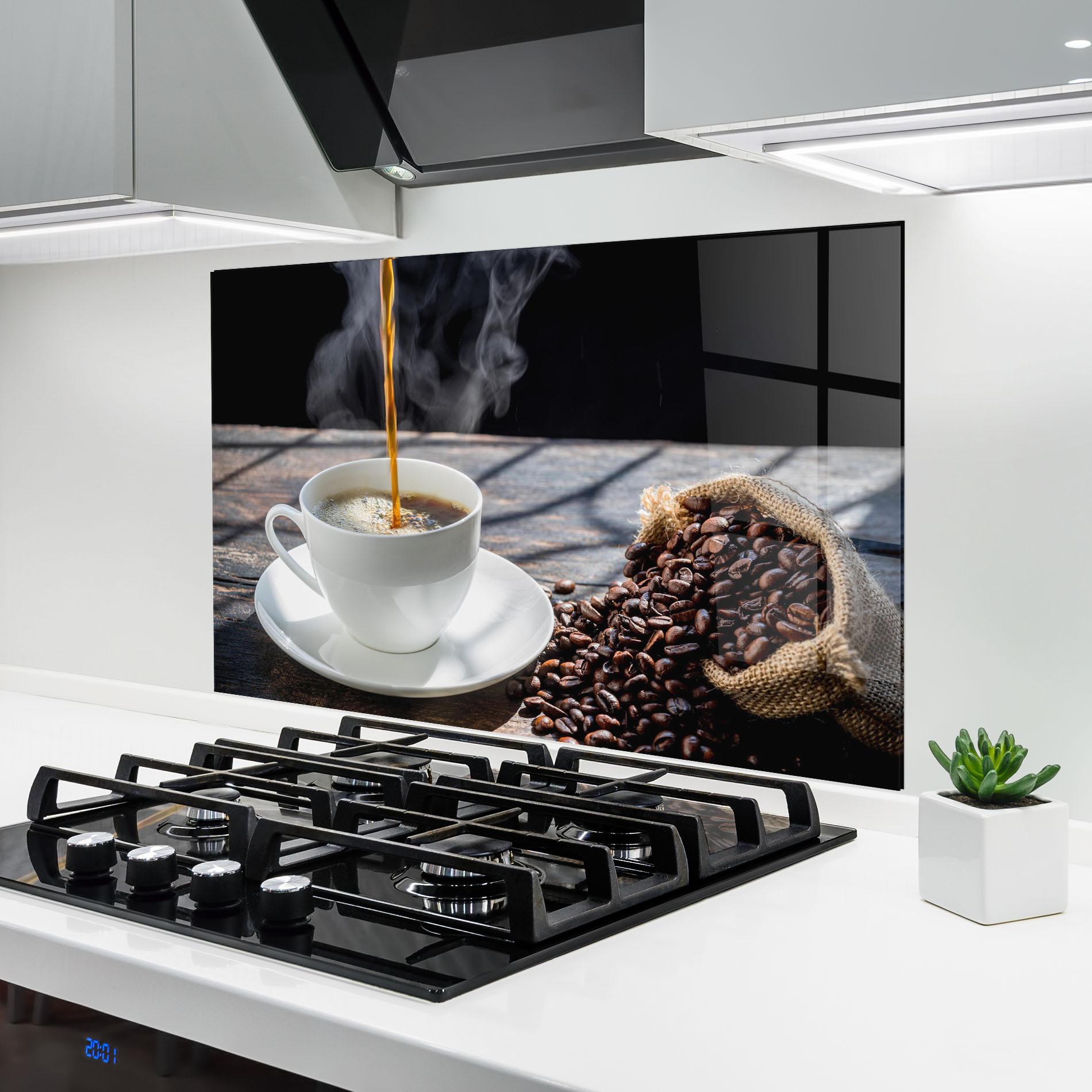 Стъклен панел за кухня Pouring Coffee mockup 6