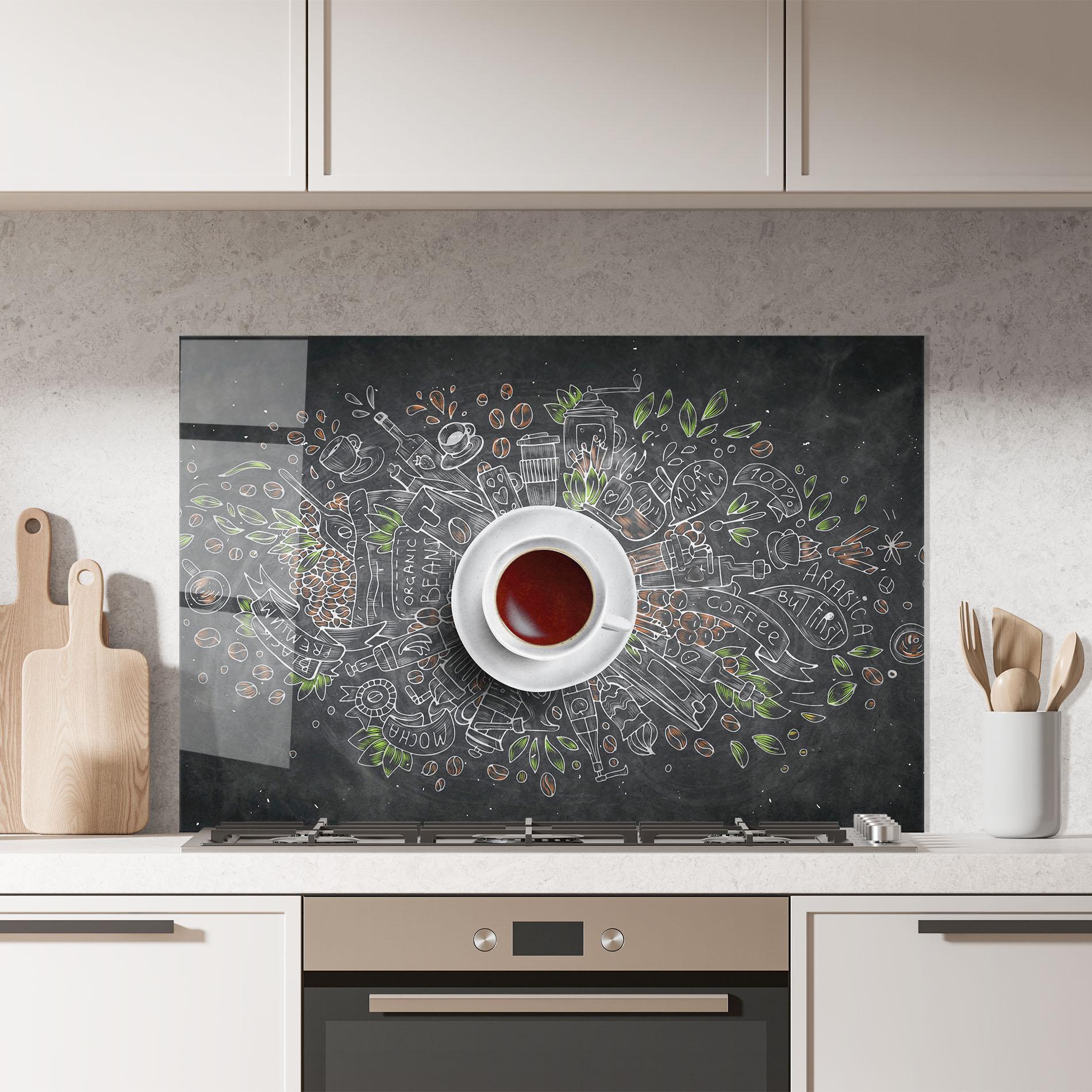 Стъклен панел за кухня Black Board Coffee mockup 7
