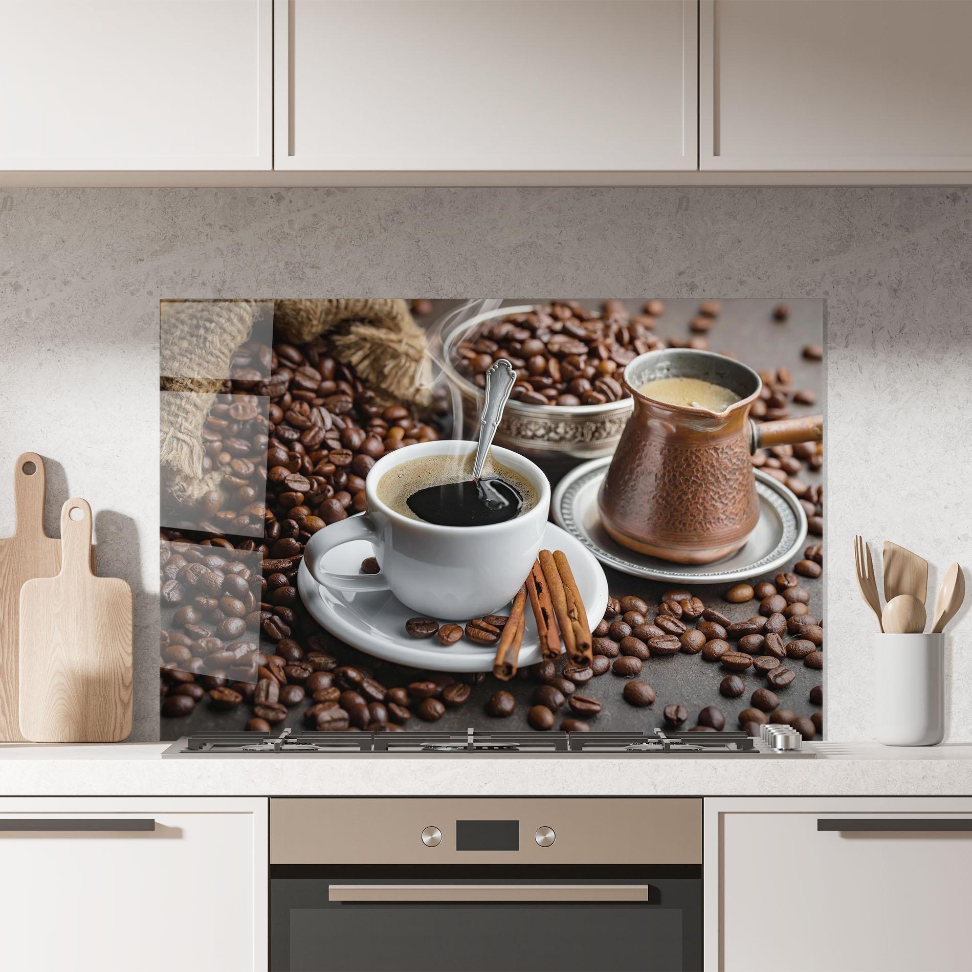 Стъклен панел за кухня Black Coffee Beans mockup 7