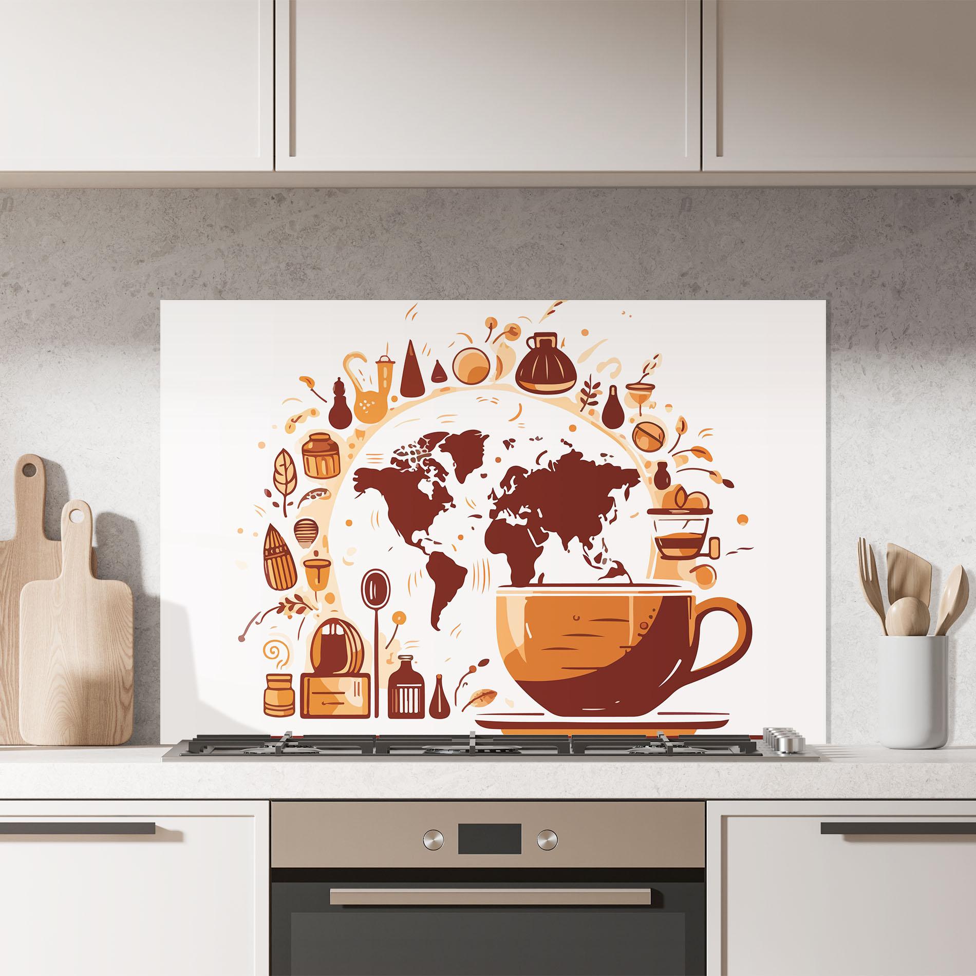 Стъклен панел за кухня Coffee Map mockup 7