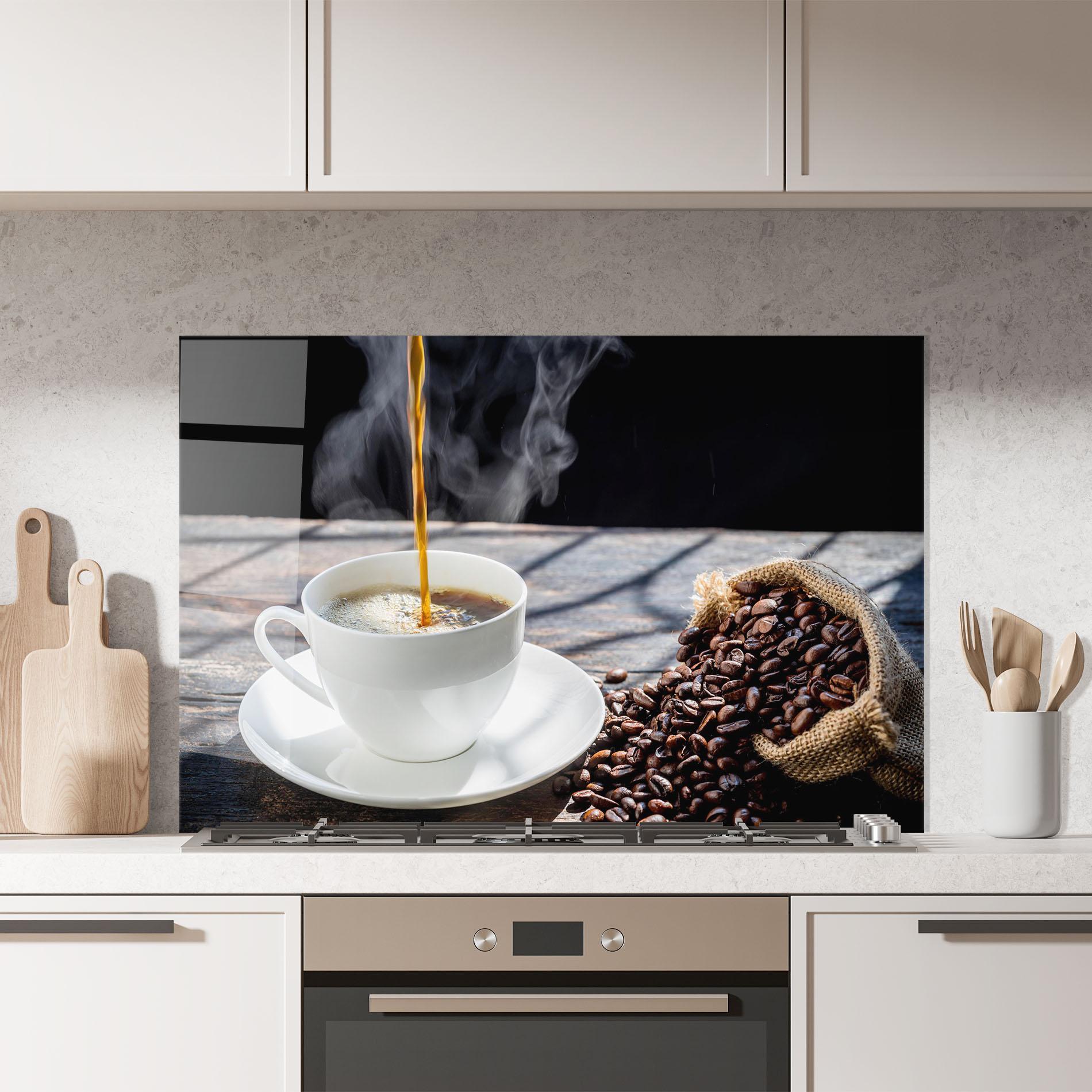 Стъклен панел за кухня Pouring Coffee mockup 7