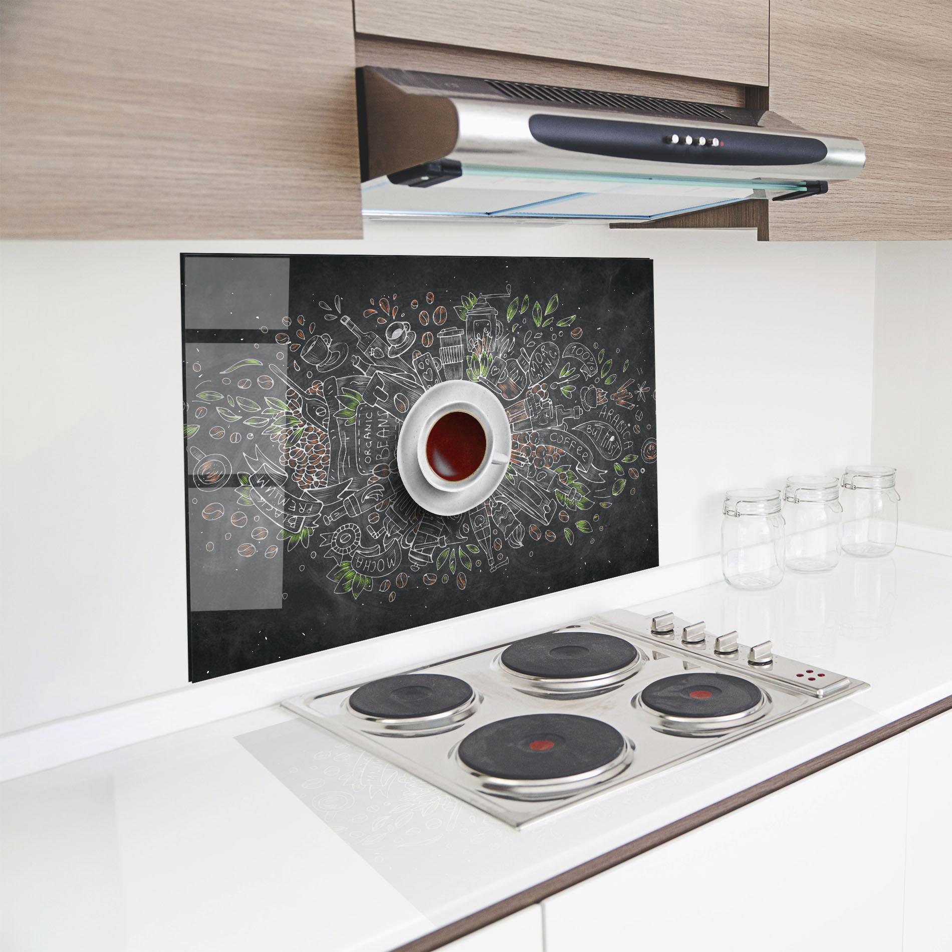 Стъклен панел за кухня Black Board Coffee mockup 8