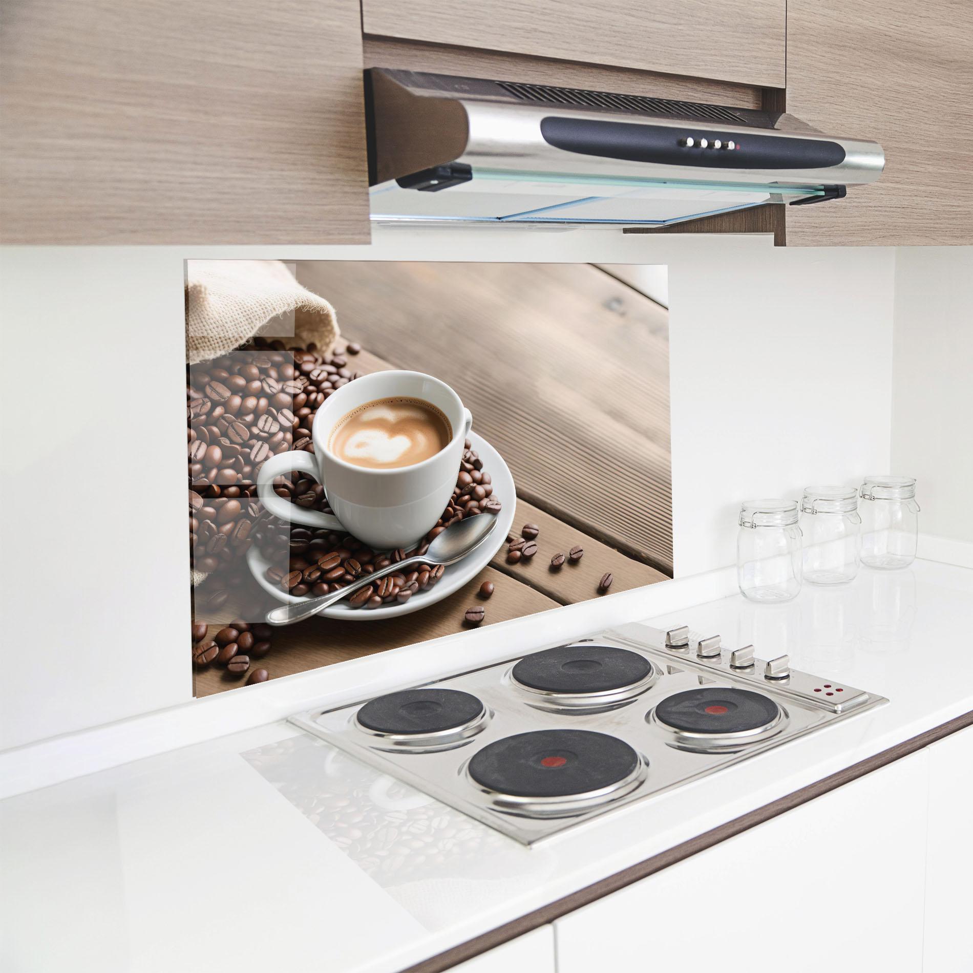 Стъклен панел за кухня Coffee On Table mockup 8