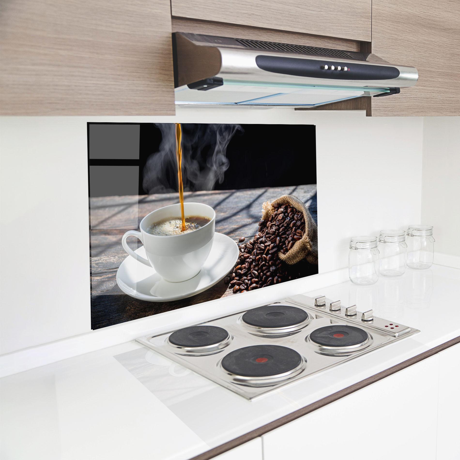 Стъклен панел за кухня Pouring Coffee mockup 8