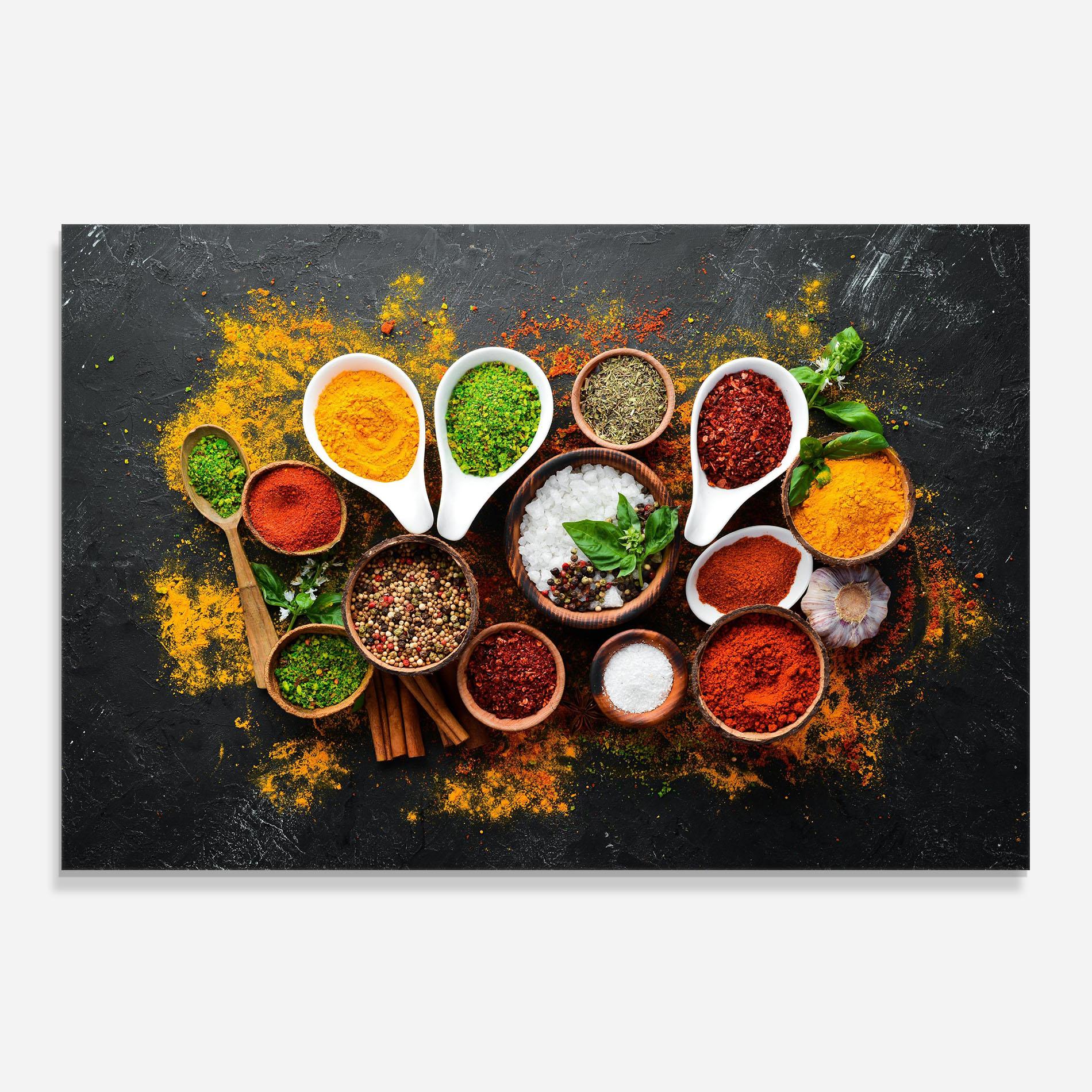 Стъклен панел за кухня Colorful Herbs Spices mockup 0