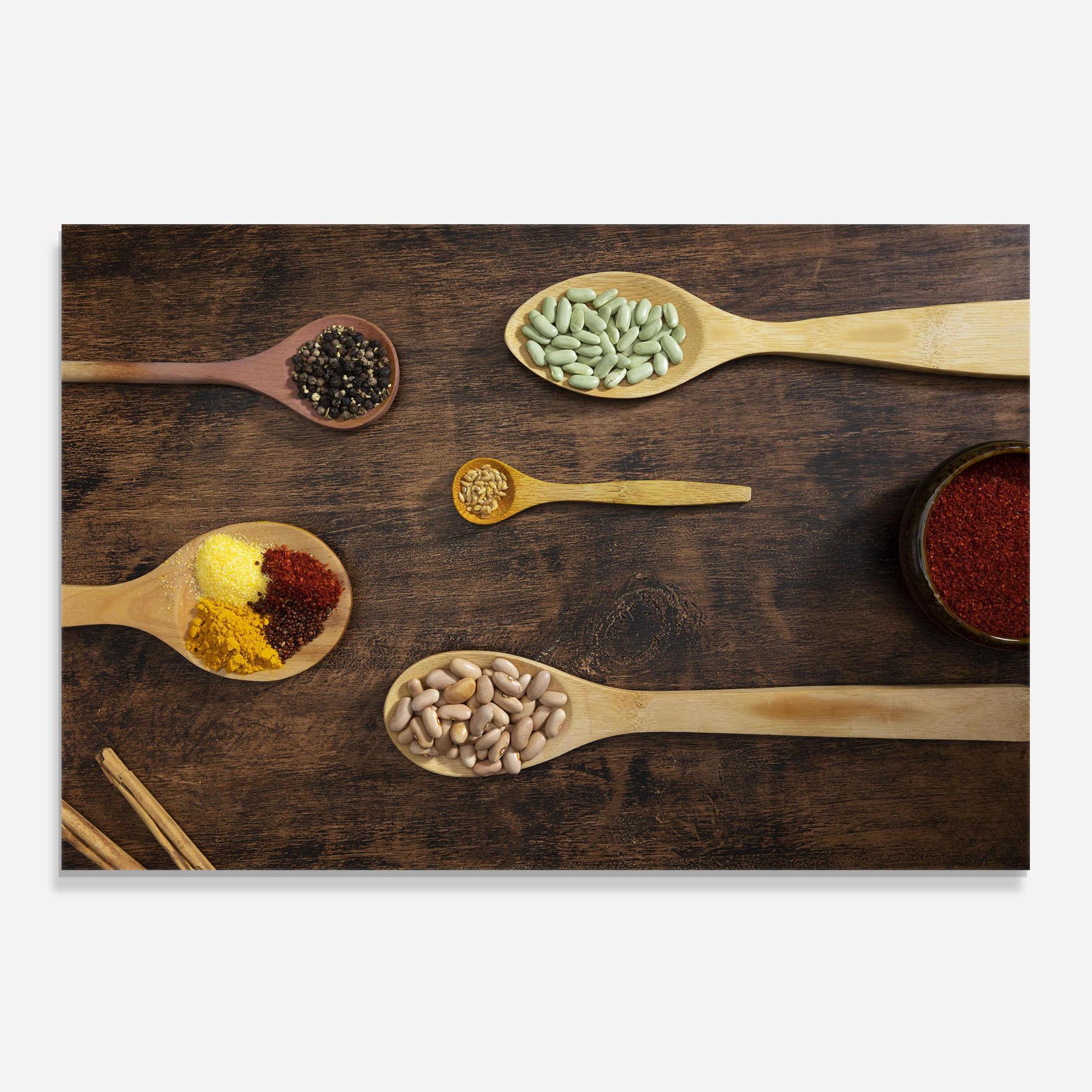 Стъклен панел за кухня Spices Beans mockup 0