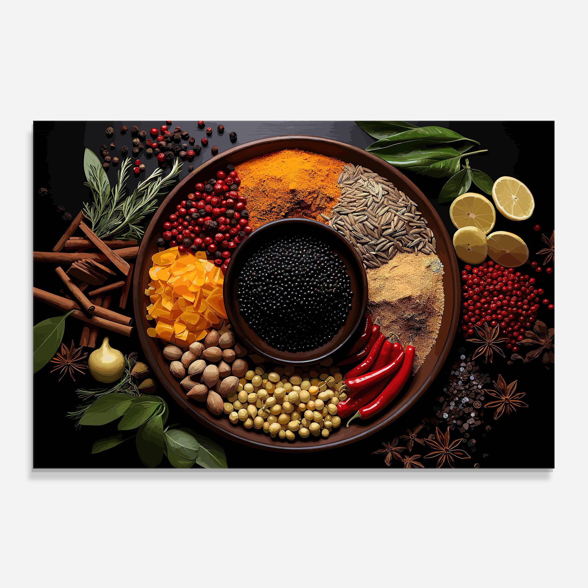 Стъклен панел за кухня Spices Plate mockup 0
