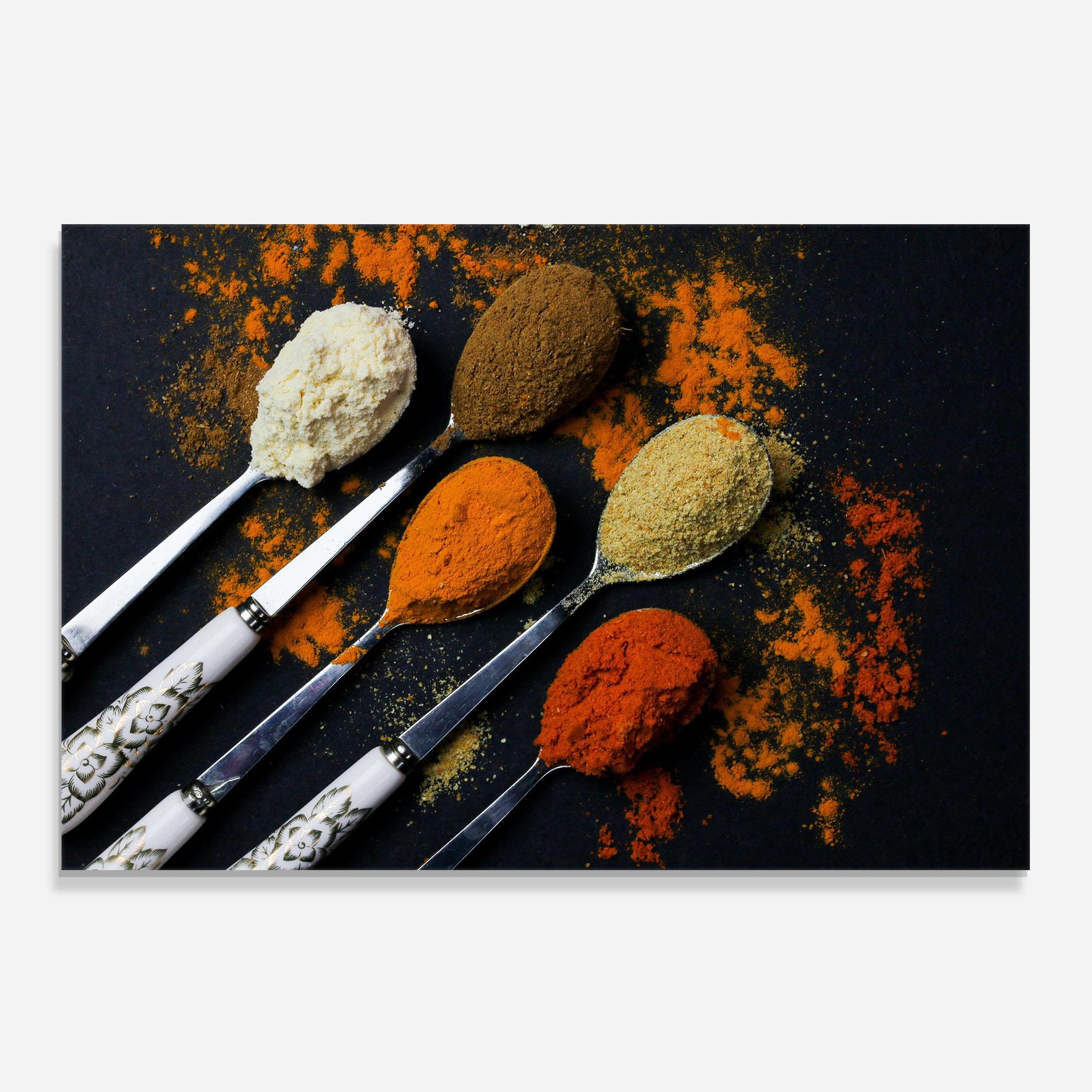 Стъклен панел за кухня Spoons With Spices mockup 0