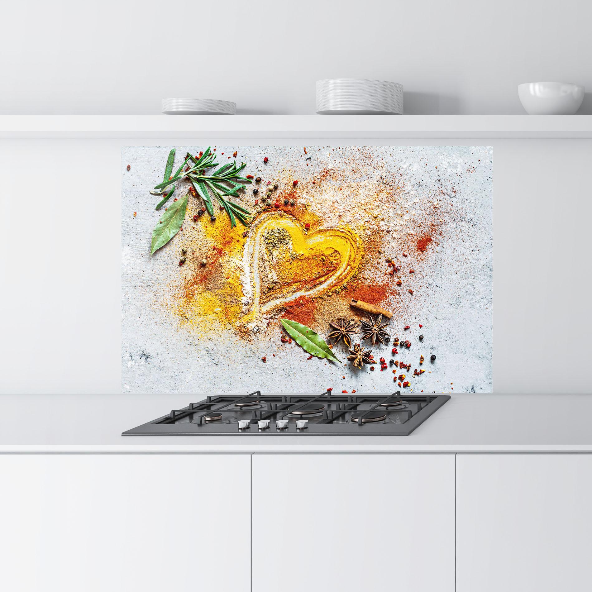 Стъклен панел за кухня Heart Spice Powders mockup 9