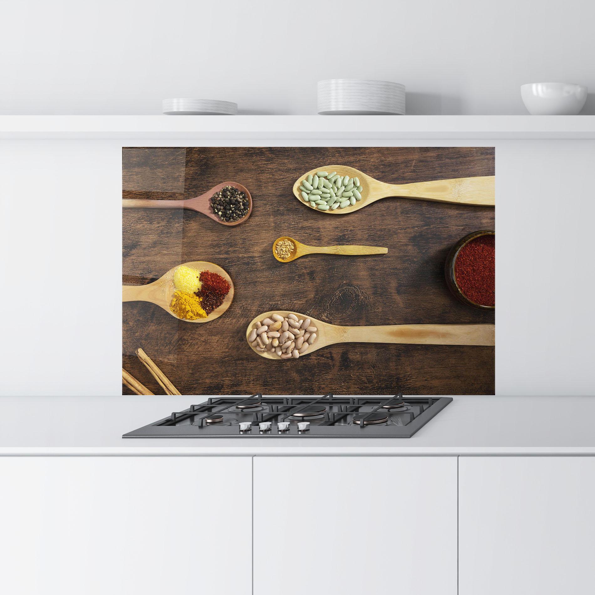 Стъклен панел за кухня Spices Beans mockup 9