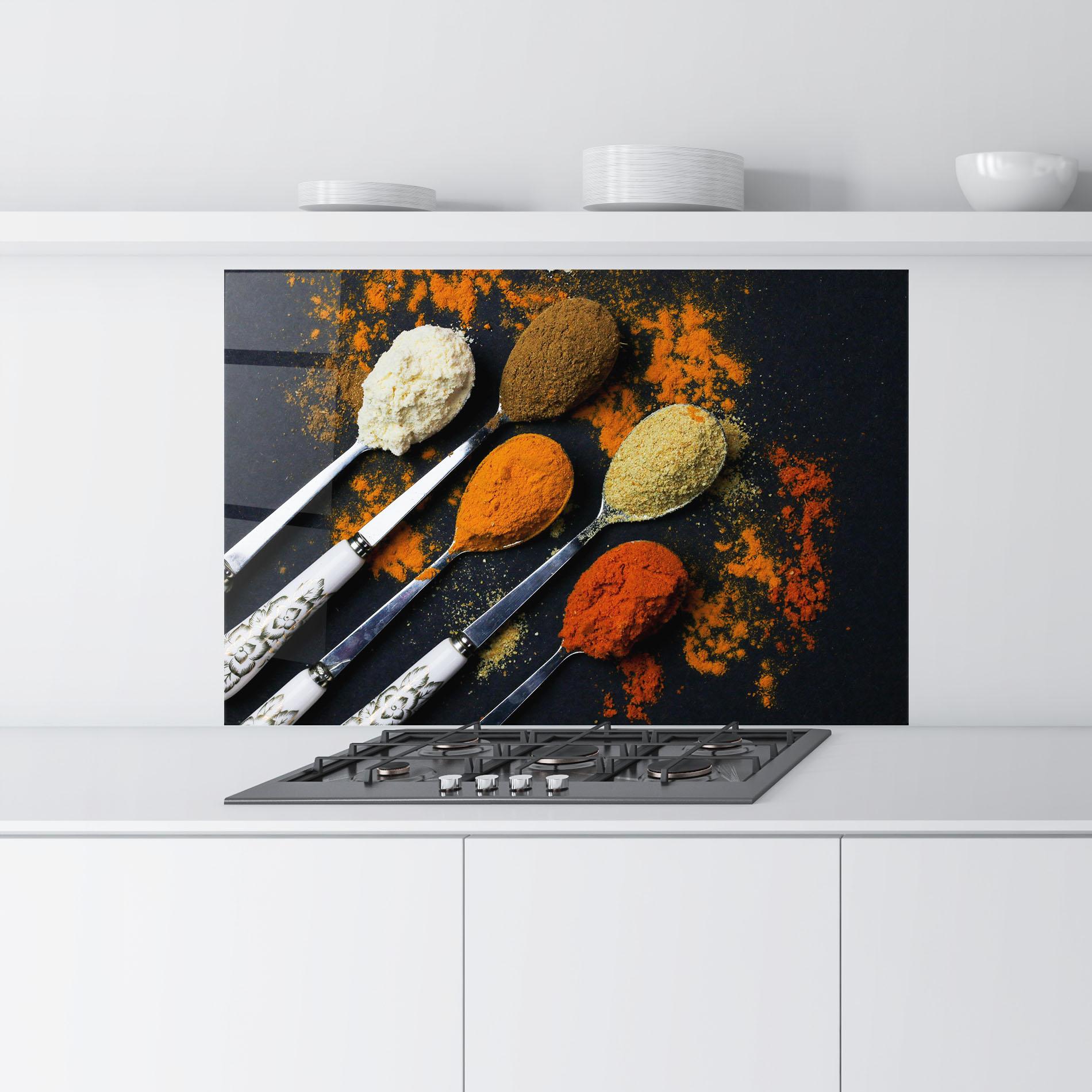 Стъклен панел за кухня Spoons With Spices mockup 9
