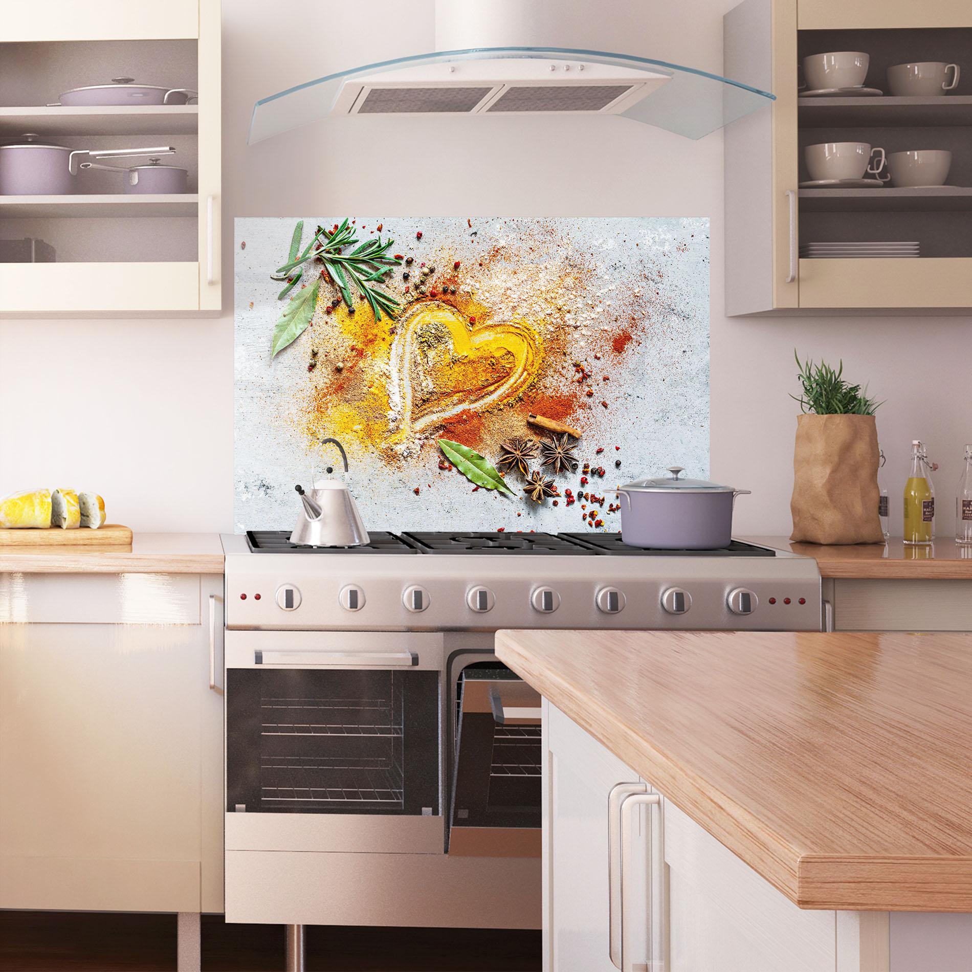 Стъклен панел за кухня Heart Spice Powders mockup 1