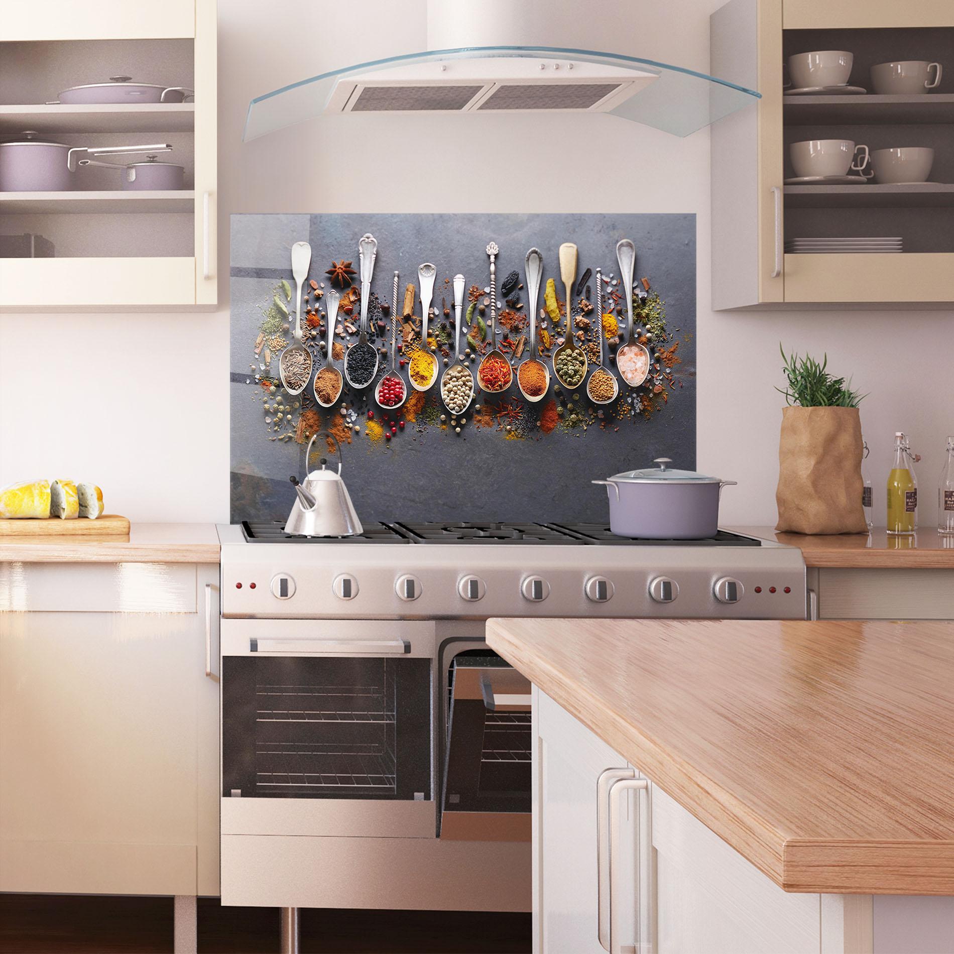 Стъклен панел за кухня Spices Black Board mockup 1