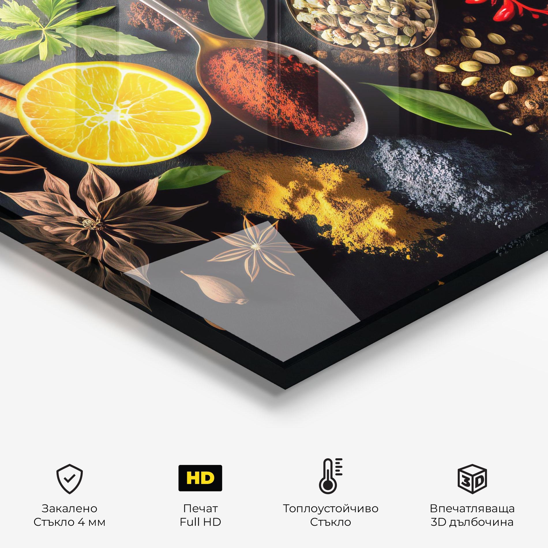 Стъклен панел за кухня Closeup Pices mockup 2