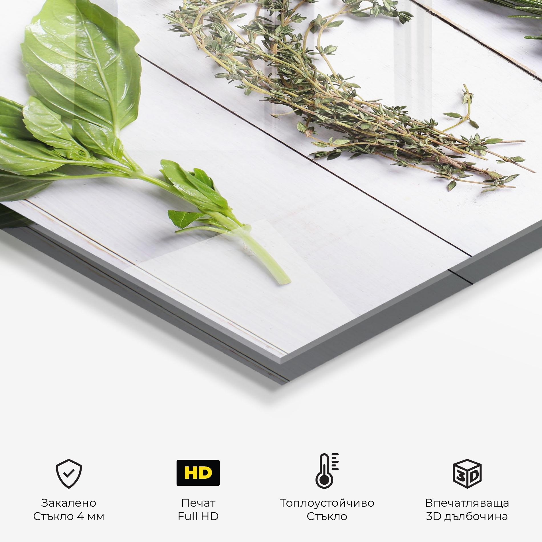 Стъклен панел за кухня Different Herbs mockup 2
