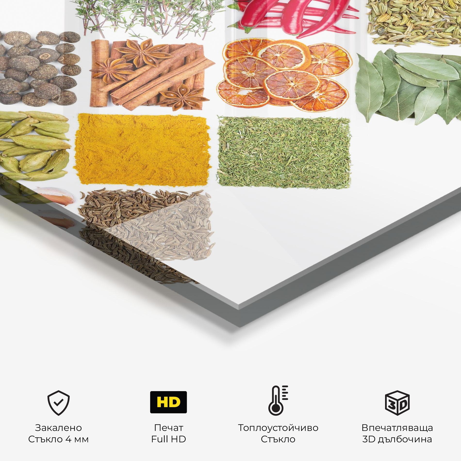 Стъклен панел за кухня Horizontal Pattern Spices mockup 2