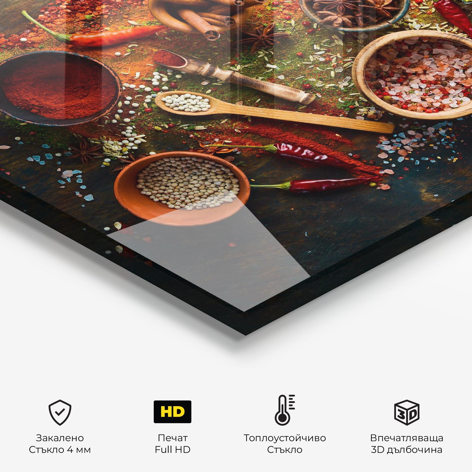Стъклен панел за кухня Seasonings Mix mockup 2