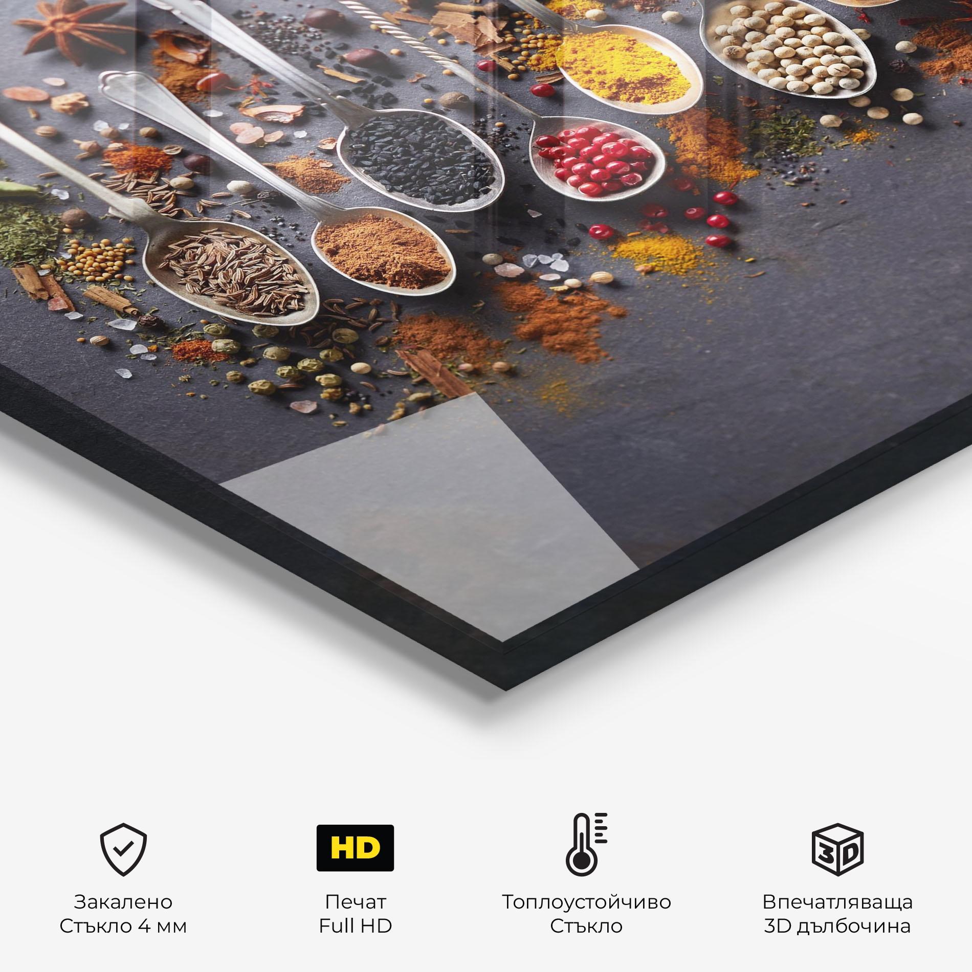 Стъклен панел за кухня Spices Black Board mockup 2