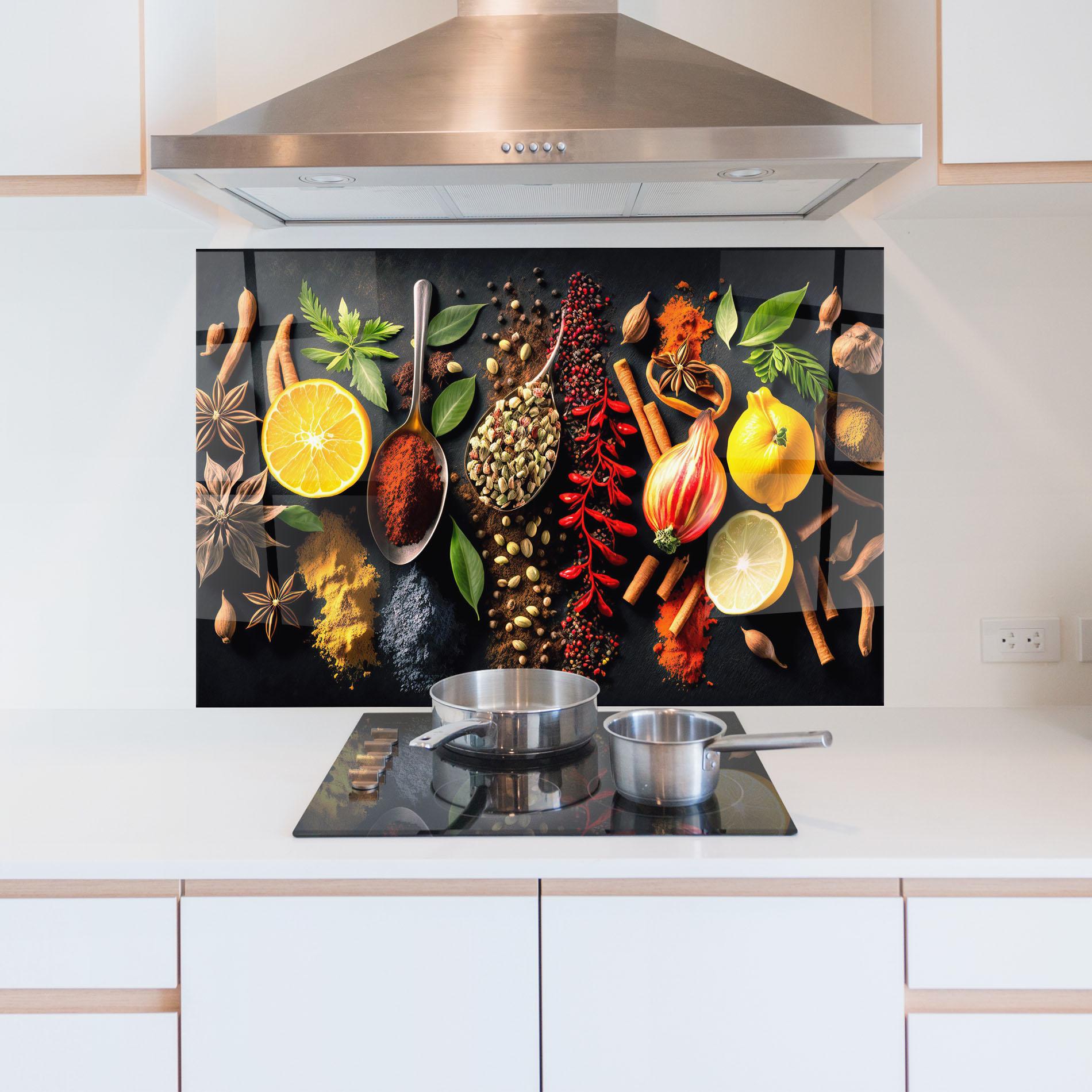 Стъклен панел за кухня Closeup Pices mockup 5