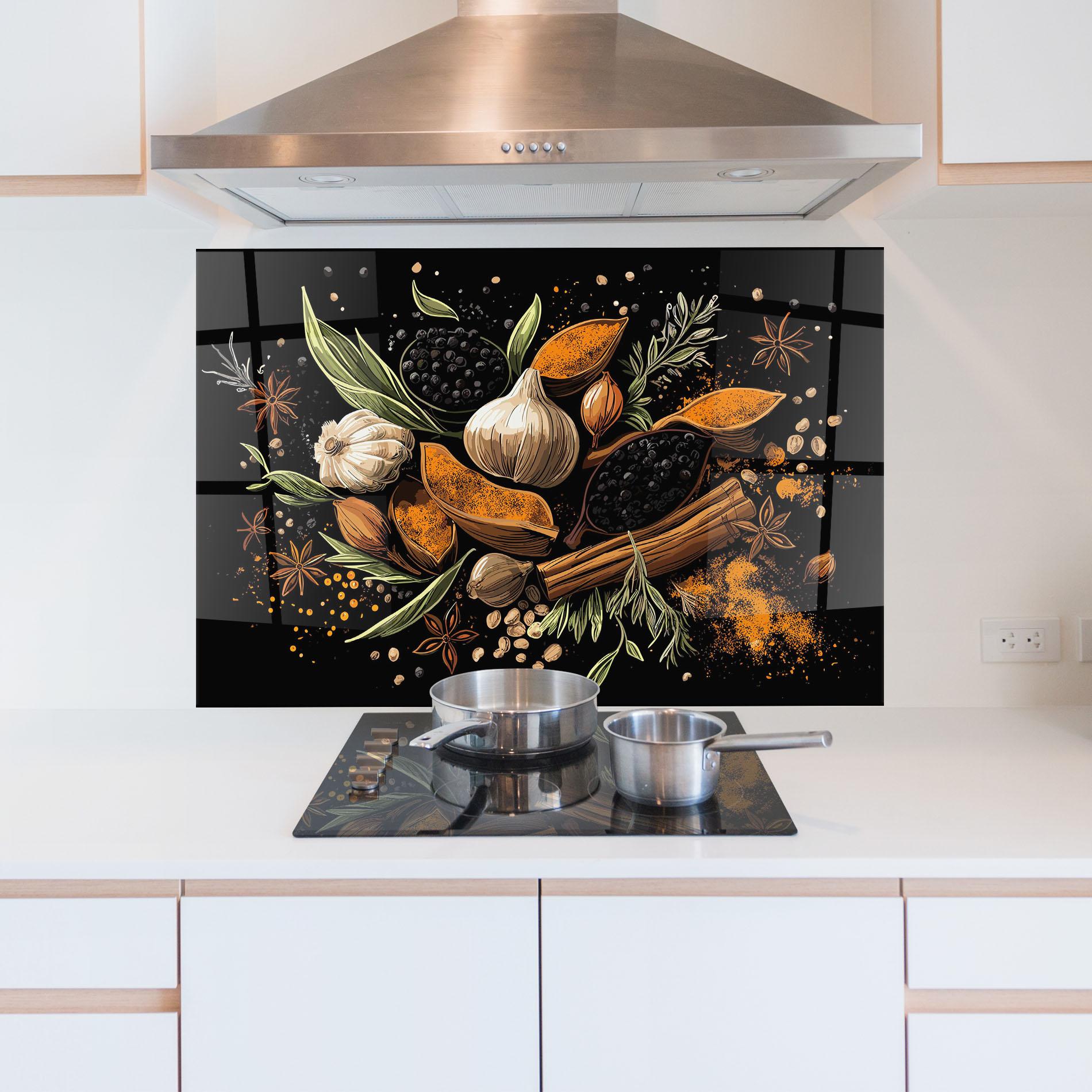 Стъклен панел за кухня Garlic And Spices mockup 5