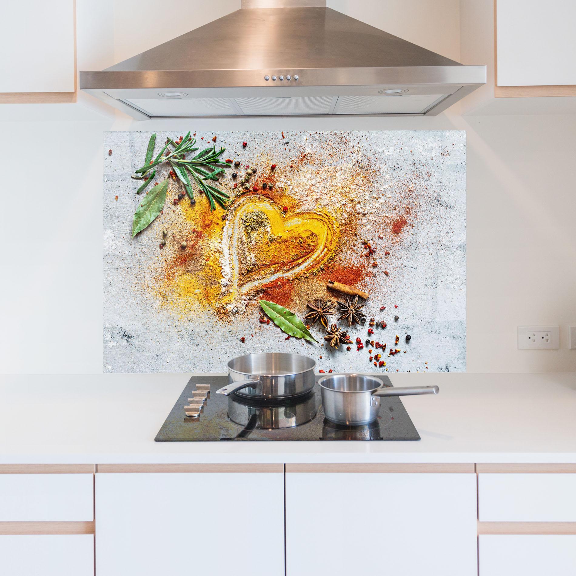 Стъклен панел за кухня Heart Spice Powders mockup 5