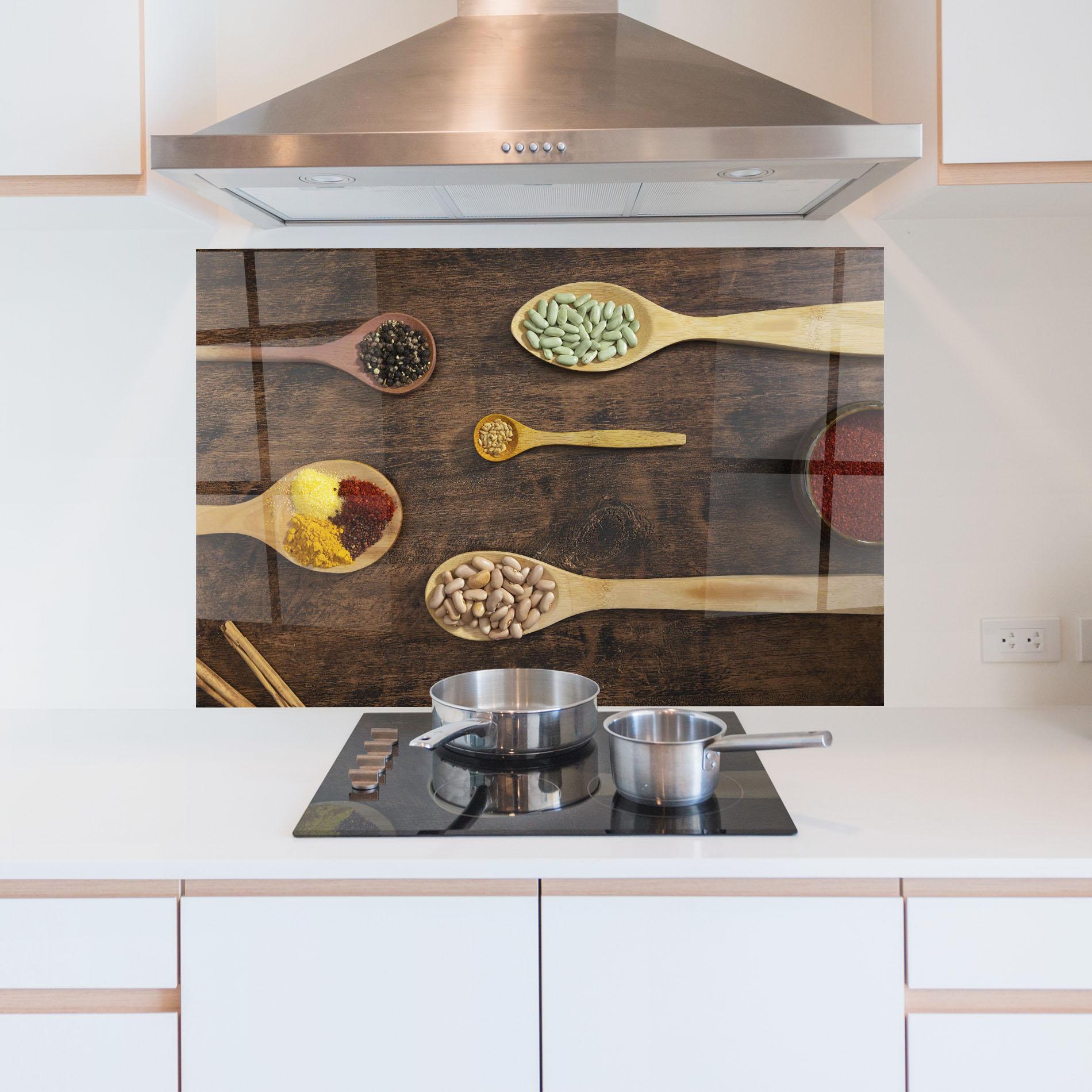Стъклен панел за кухня Spices Beans mockup 5
