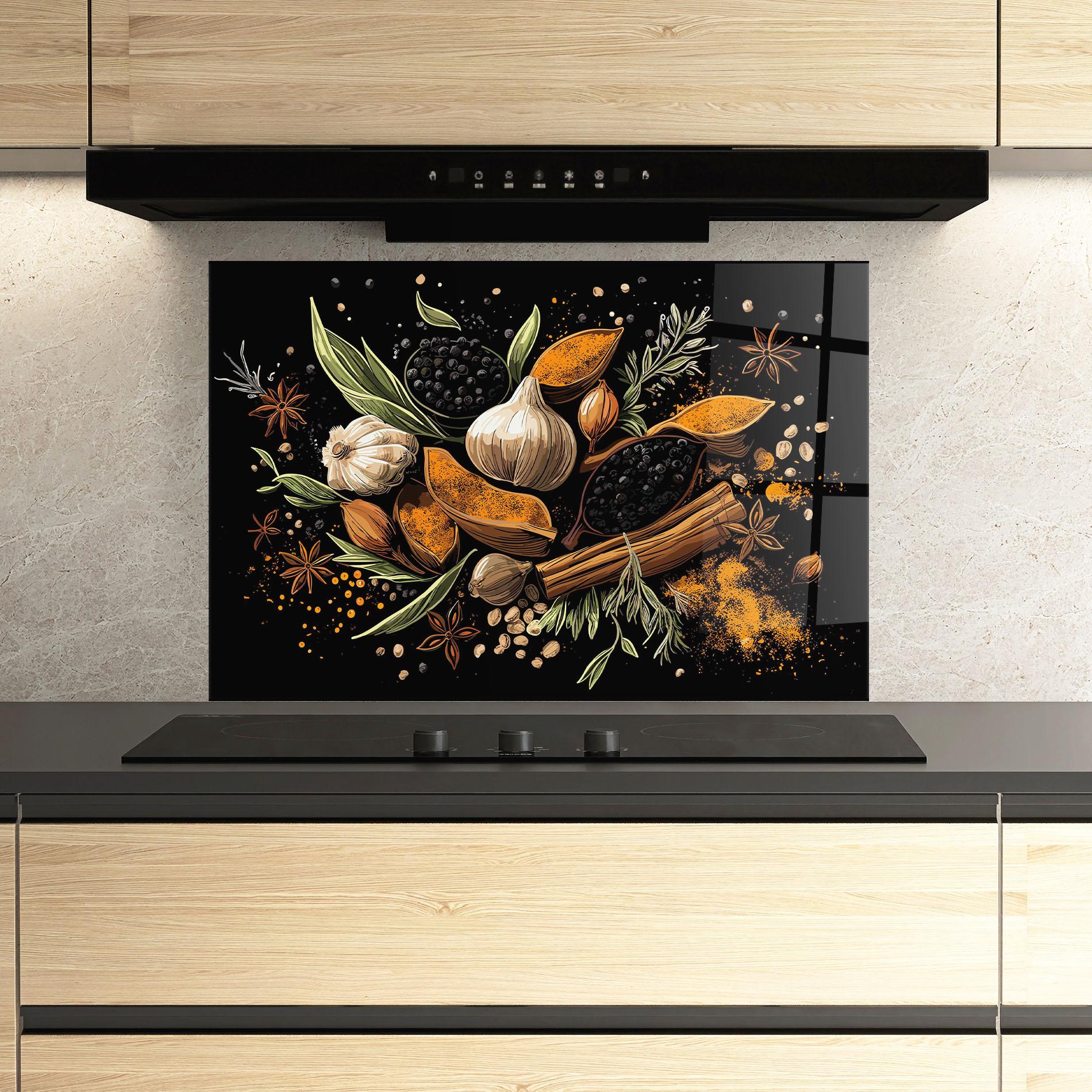 Стъклен панел за кухня Garlic And Spices mockup 3