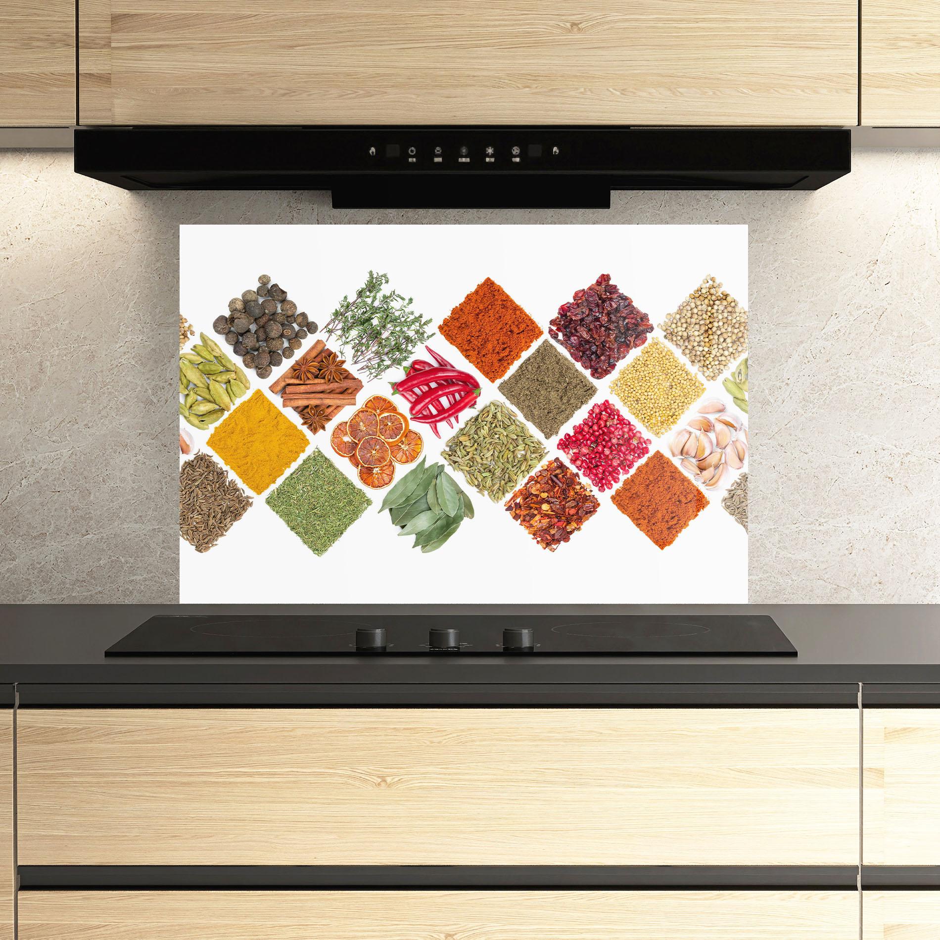 Стъклен панел за кухня Horizontal Pattern Spices mockup 3