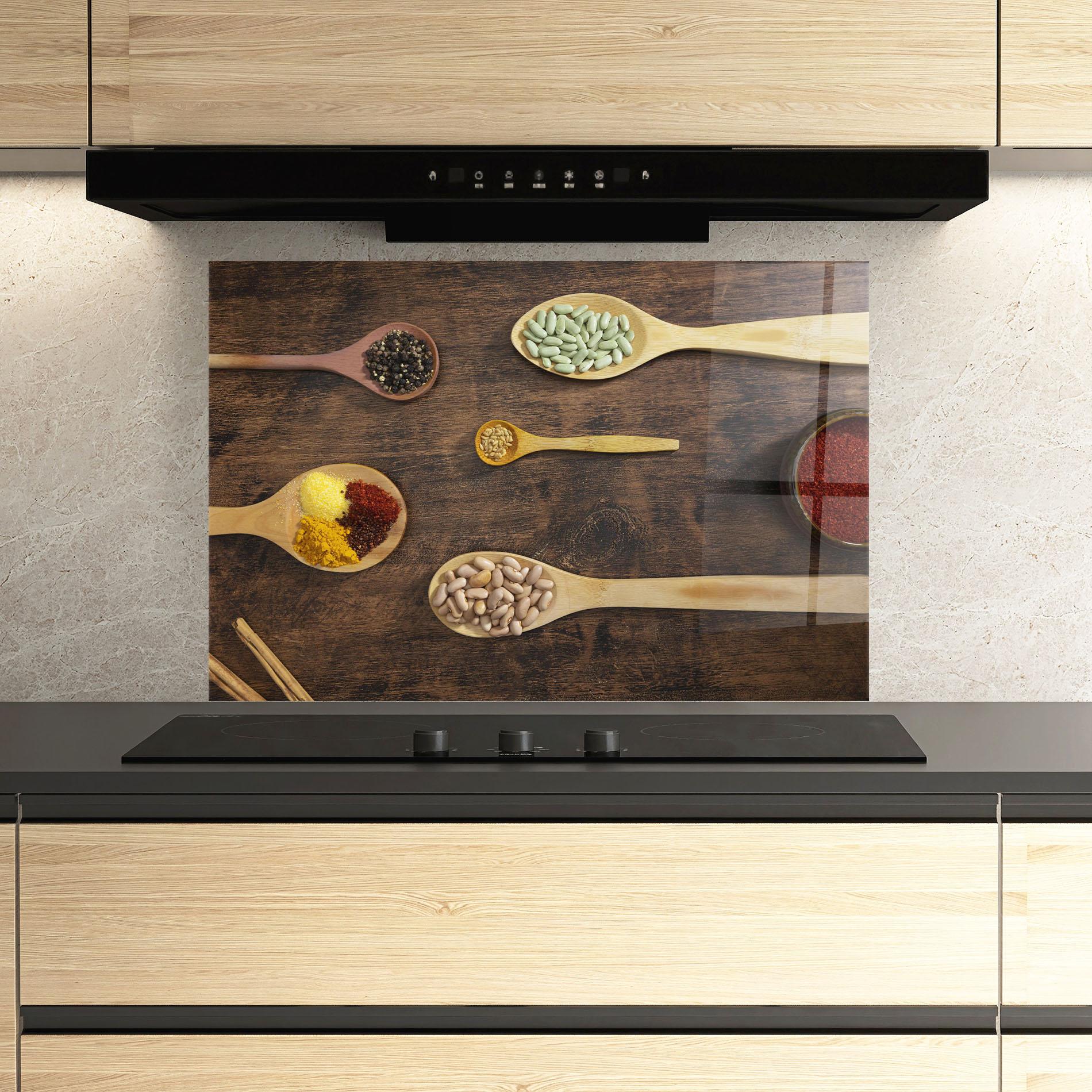 Стъклен панел за кухня Spices Beans mockup 3