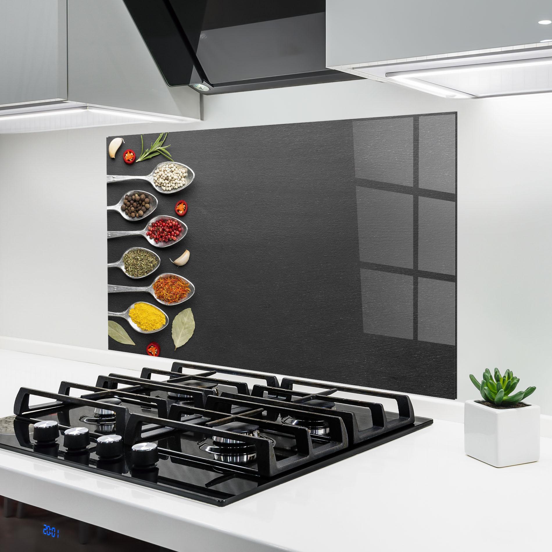 Стъклен панел за кухня Condiments Spoons mockup 6