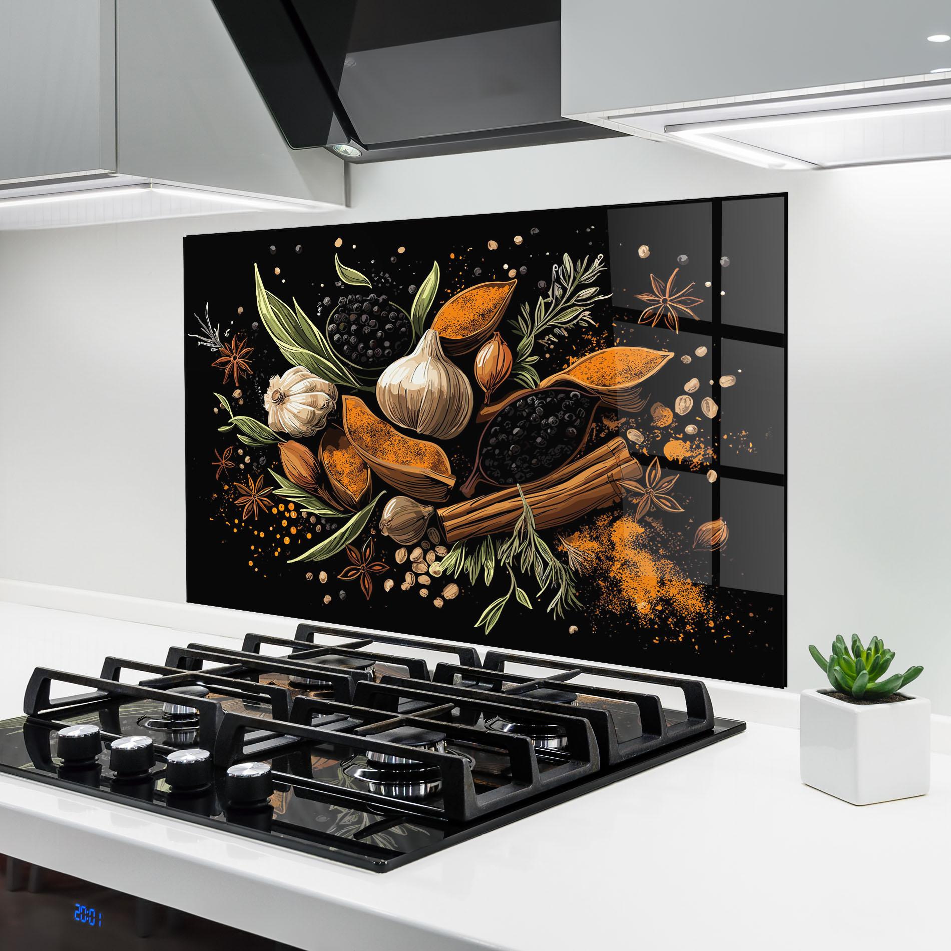 Стъклен панел за кухня Garlic And Spices mockup 6