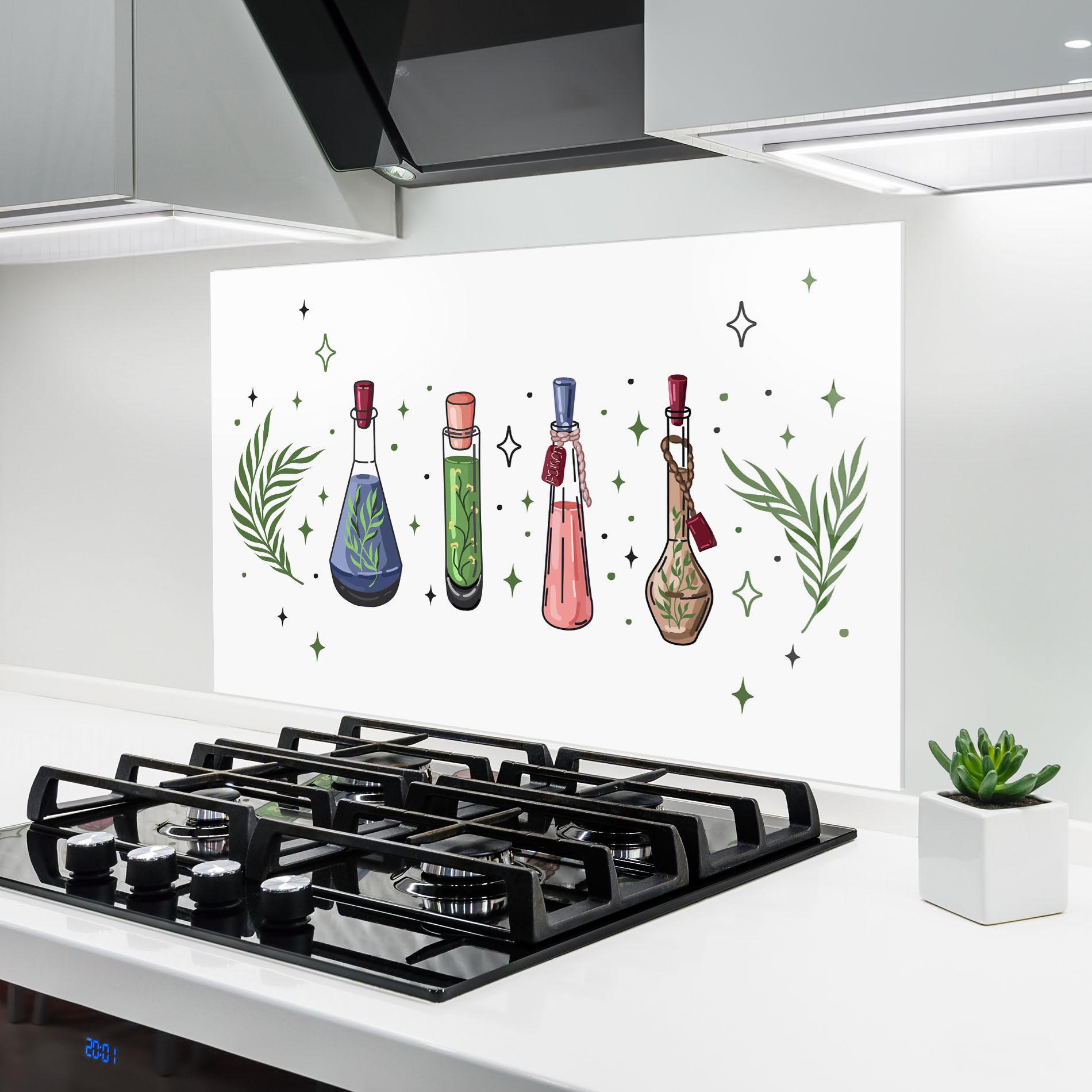 Стъклен панел за кухня Herbs Liquid mockup 6