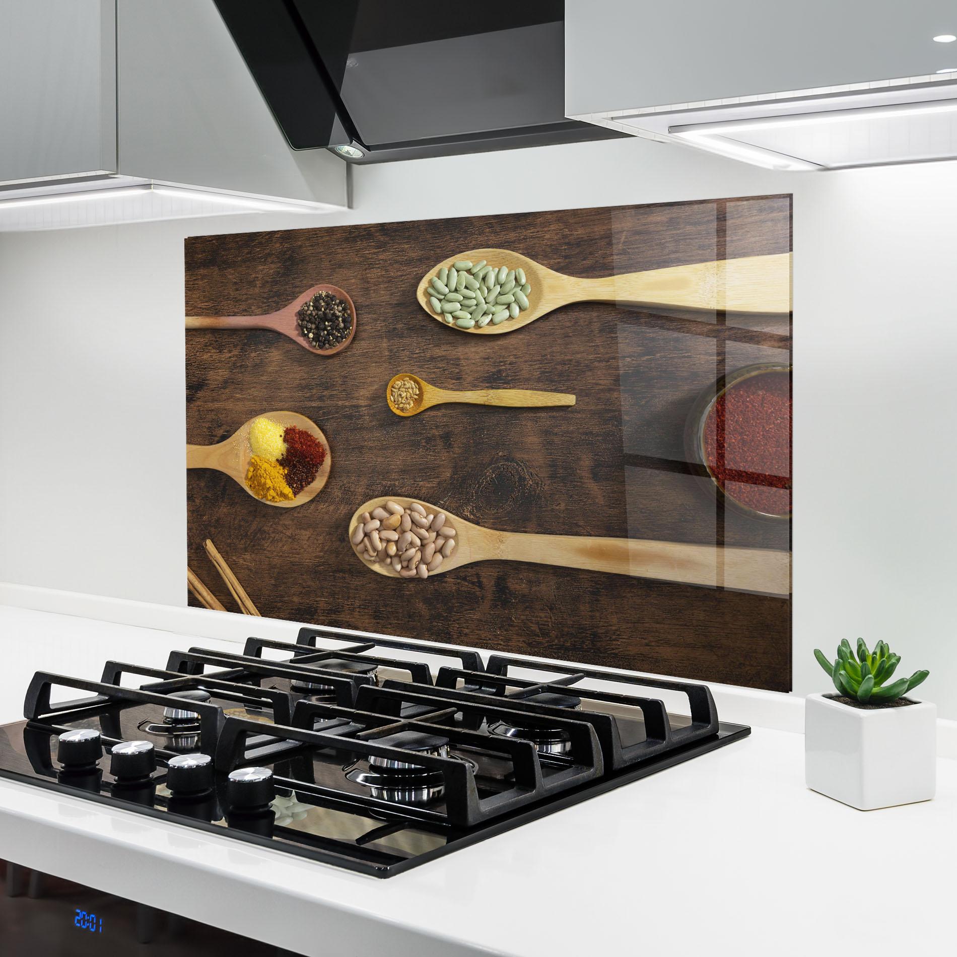 Стъклен панел за кухня Spices Beans mockup 6