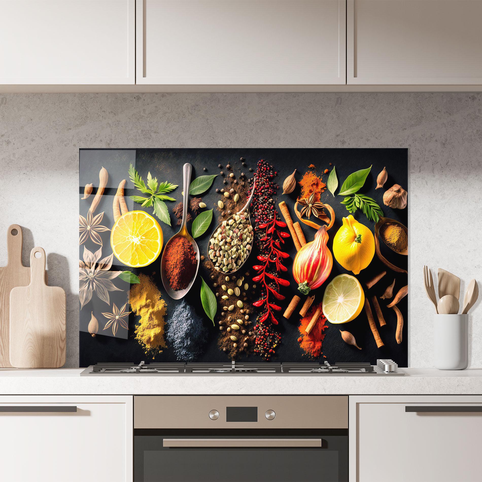 Стъклен панел за кухня Closeup Pices mockup 7